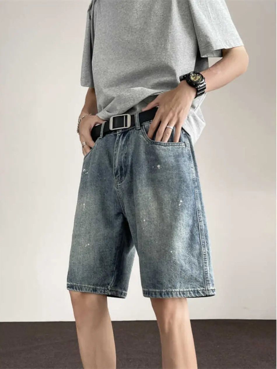 Japanese Brand Retro loose splashed ink denim shorts Size US 32 / EU 48 - 4 Thumbnail