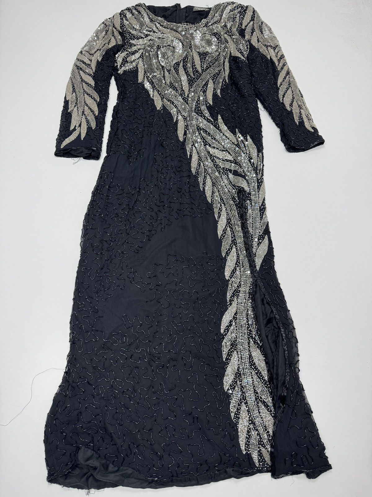Other Vintage Andrea’s Silk Beaded Gown Black/Silver Size ONE SIZE - 1 Thumbnail