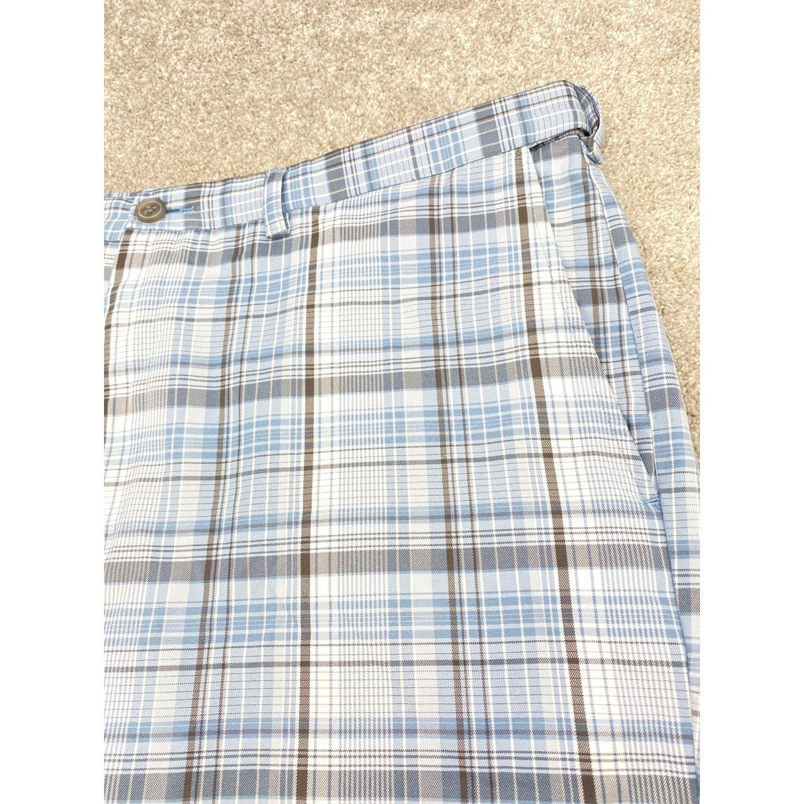 Haggar Haggar Premium Chino Shorts Men 40x9 Blue Gray Plaid Knit Stretch 9 Inseam Big & Tall Slim Classic Button Closure Flat Front Color Multicolor 6608 Size US 40 / EU 56 - 3 Thumbnail