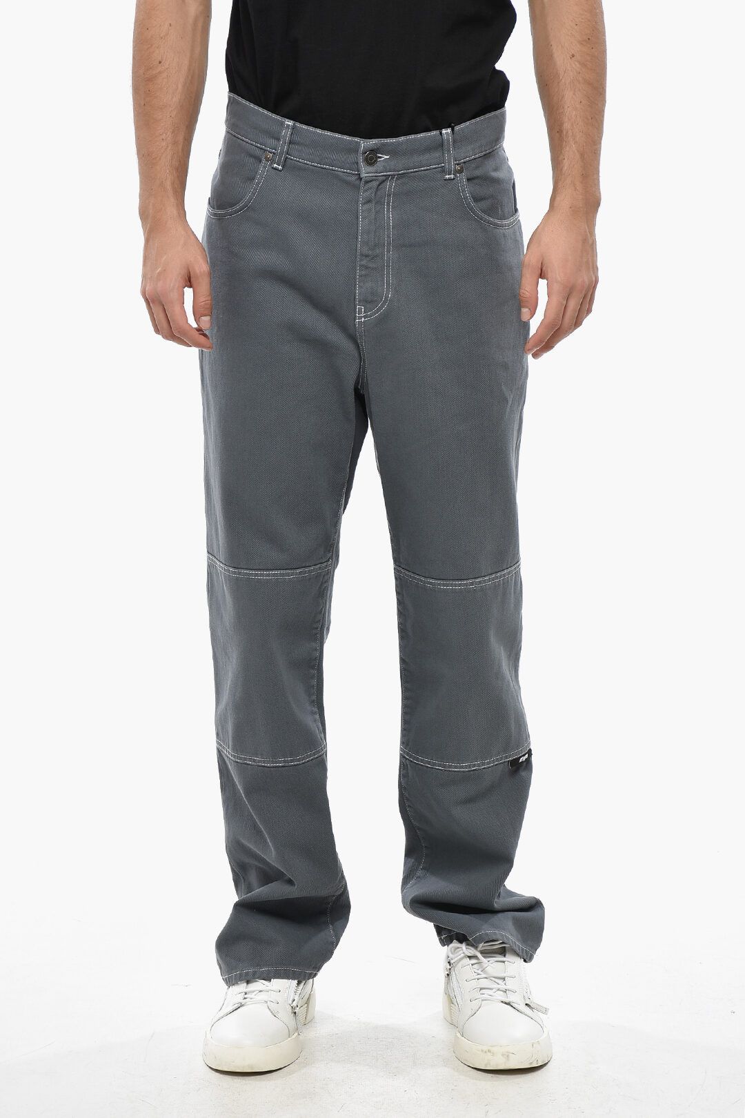 MSGM og1mm1125 Logo Printed Regular Fit Jeans in Dark Grey Size US 28 / EU 44 - 1 Thumbnail