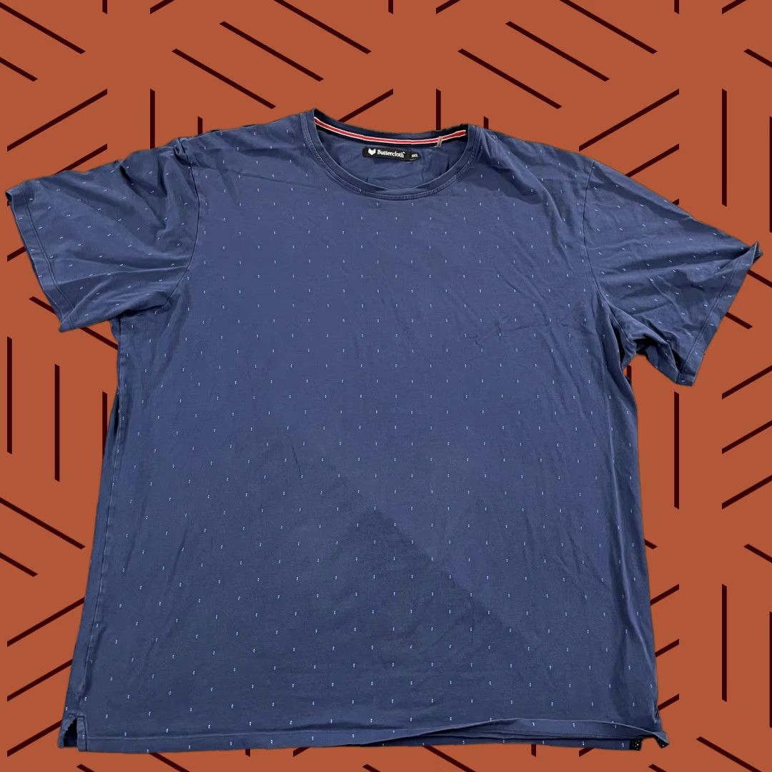 Vintage Buttercloth Shirt Men 3XL Blue Short Sleeve Tee Casual Stretch Crew Neck Cotton Spandex Size US XXL / EU 58 / 5 - 1 Thumbnail