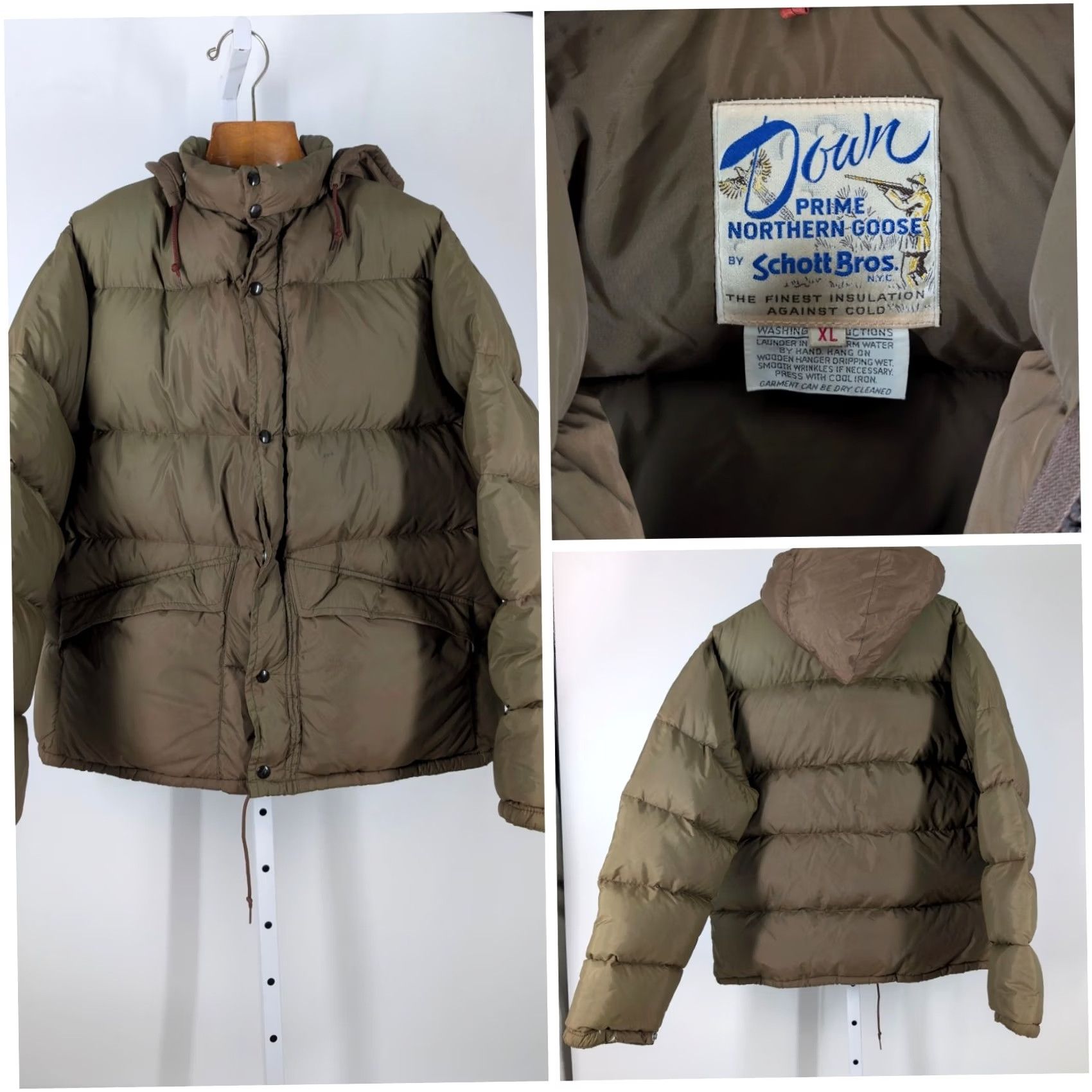 Schott VINTAGE Schott NYC Prime Goose Down Jacket Hooded Puffer Coat Olive Olive? No. Size US XL / EU 56 / 4 - 2 Thumbnail