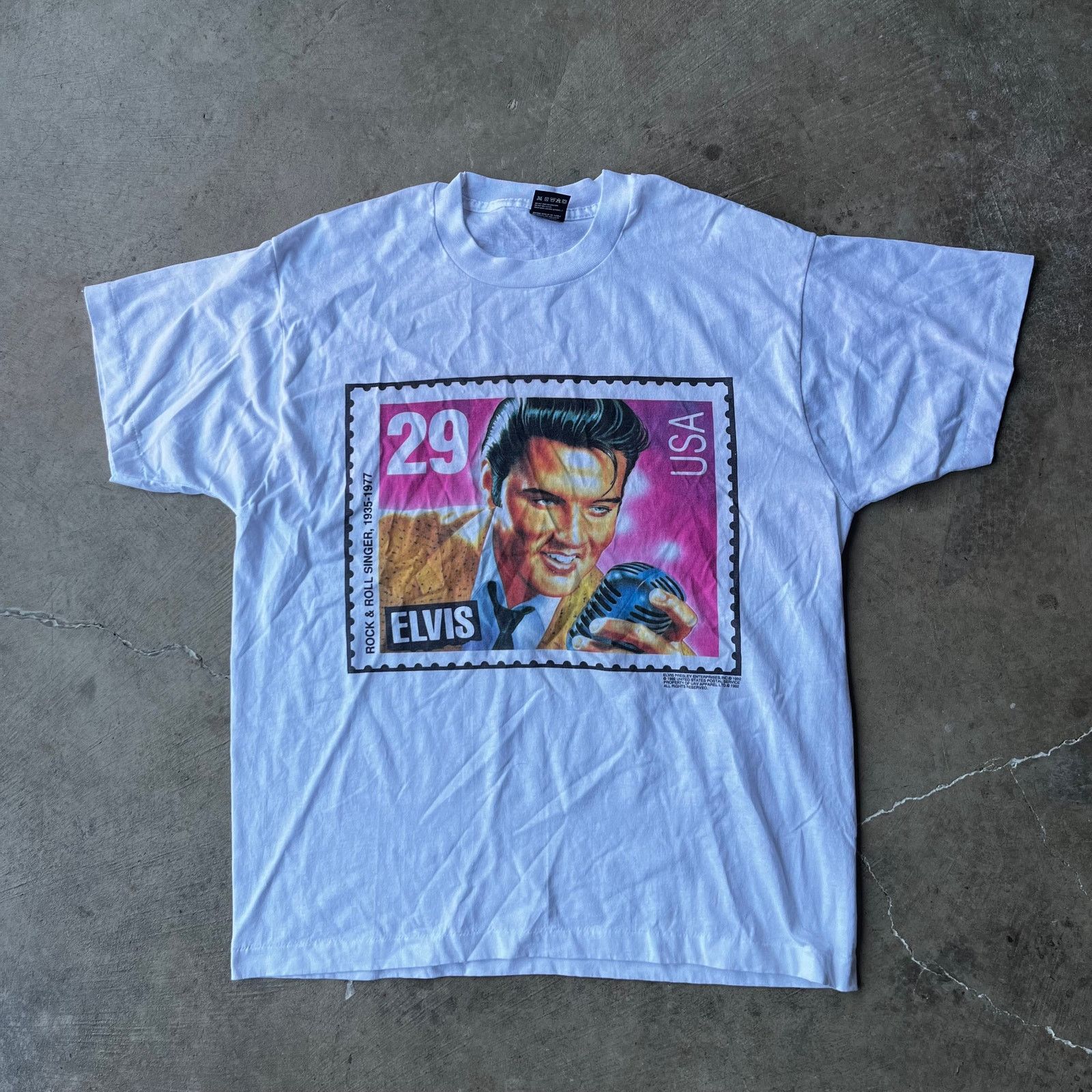 Vintage Vintage Elvis Presley Shirt Mens XL White Stamp Tee 90s USA Size US XL / EU 56 / 4 - 1 Thumbnail