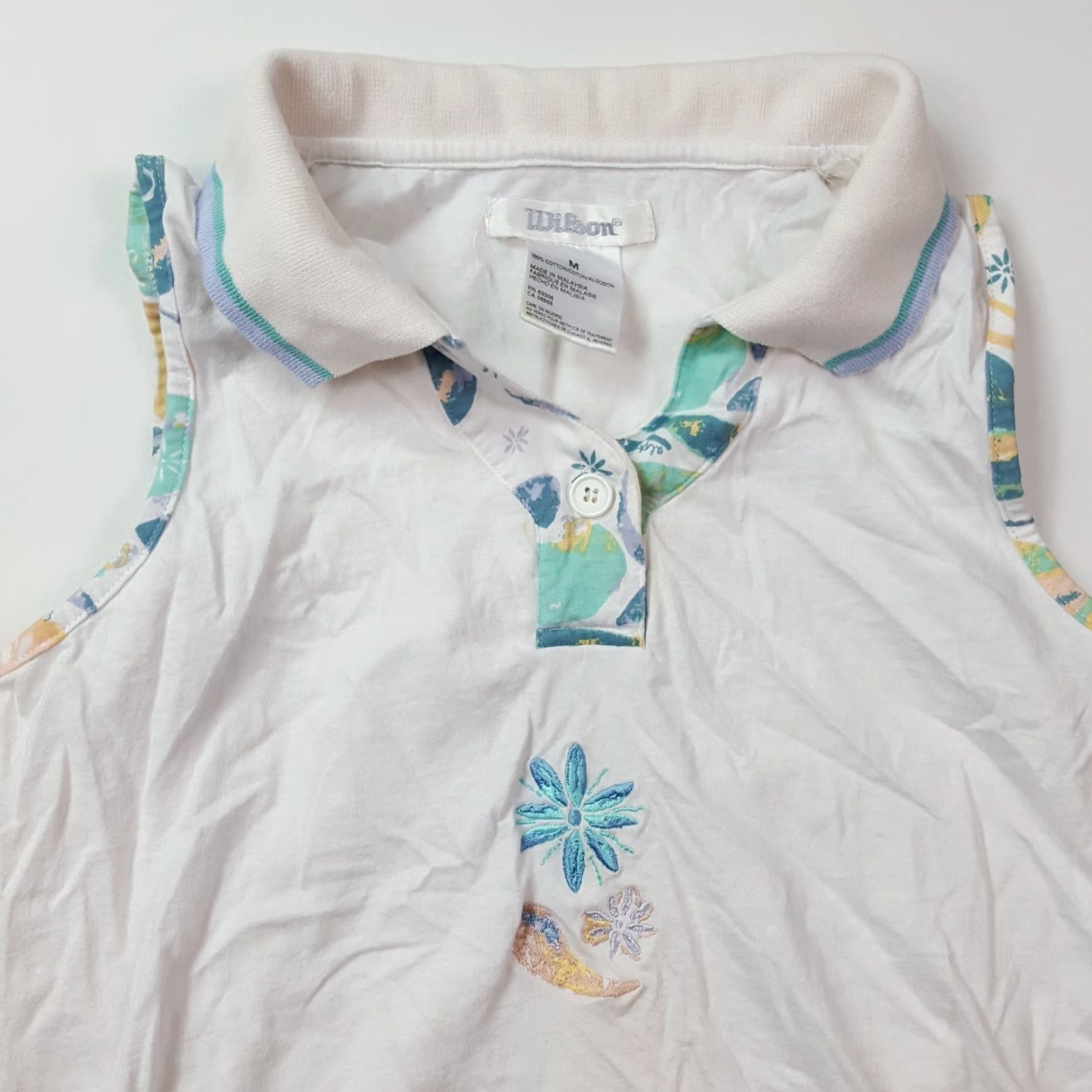 Wilson VINTAGE Wilson Tank Top Women's Medium Sleeveless Floral Tennis Golf Preppy Embroidered Size M / US 6-8 / IT 42-44 - 2 Thumbnail