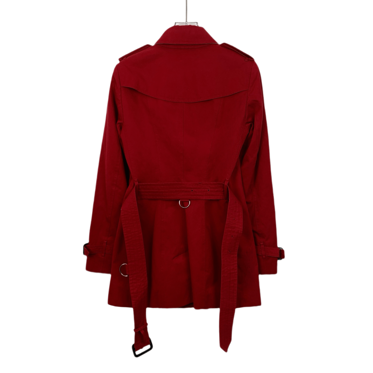 Burberry Burberry Red Cotton Trench Coat with Belted Waist (Size XS) Size XS / US 0-2 / IT 36-38 - 7 Thumbnail