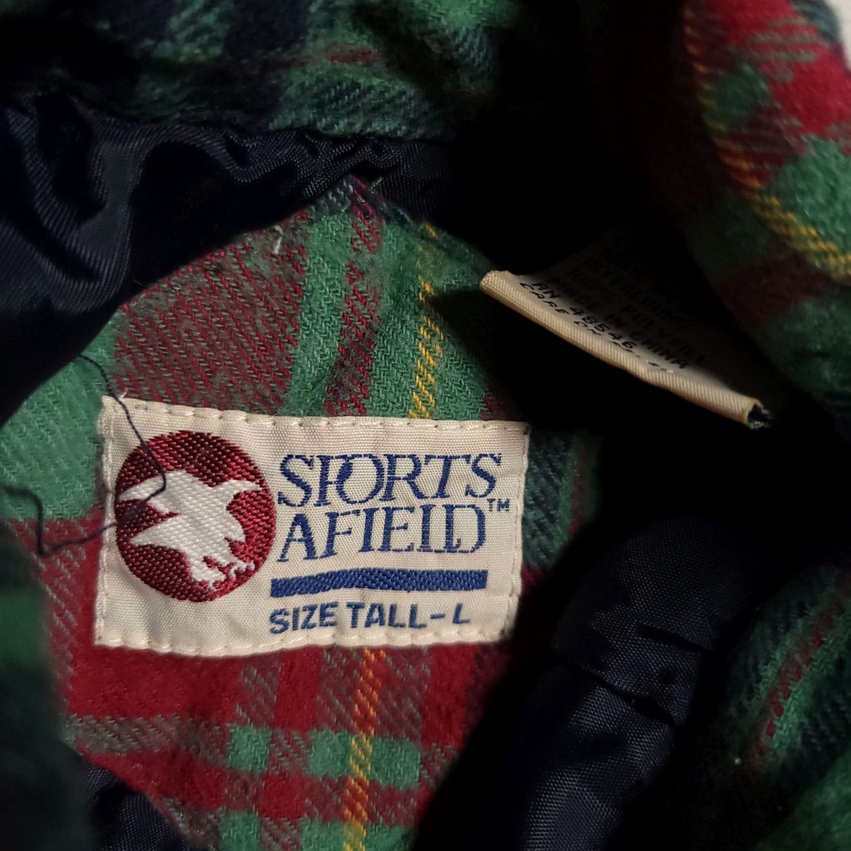 Vintage Sports Afield Shirt Mens Tall Large Green Red Plaid Flannel Quilted Lined Jacket Size US L / EU 52-54 / 3 - 7 Thumbnail