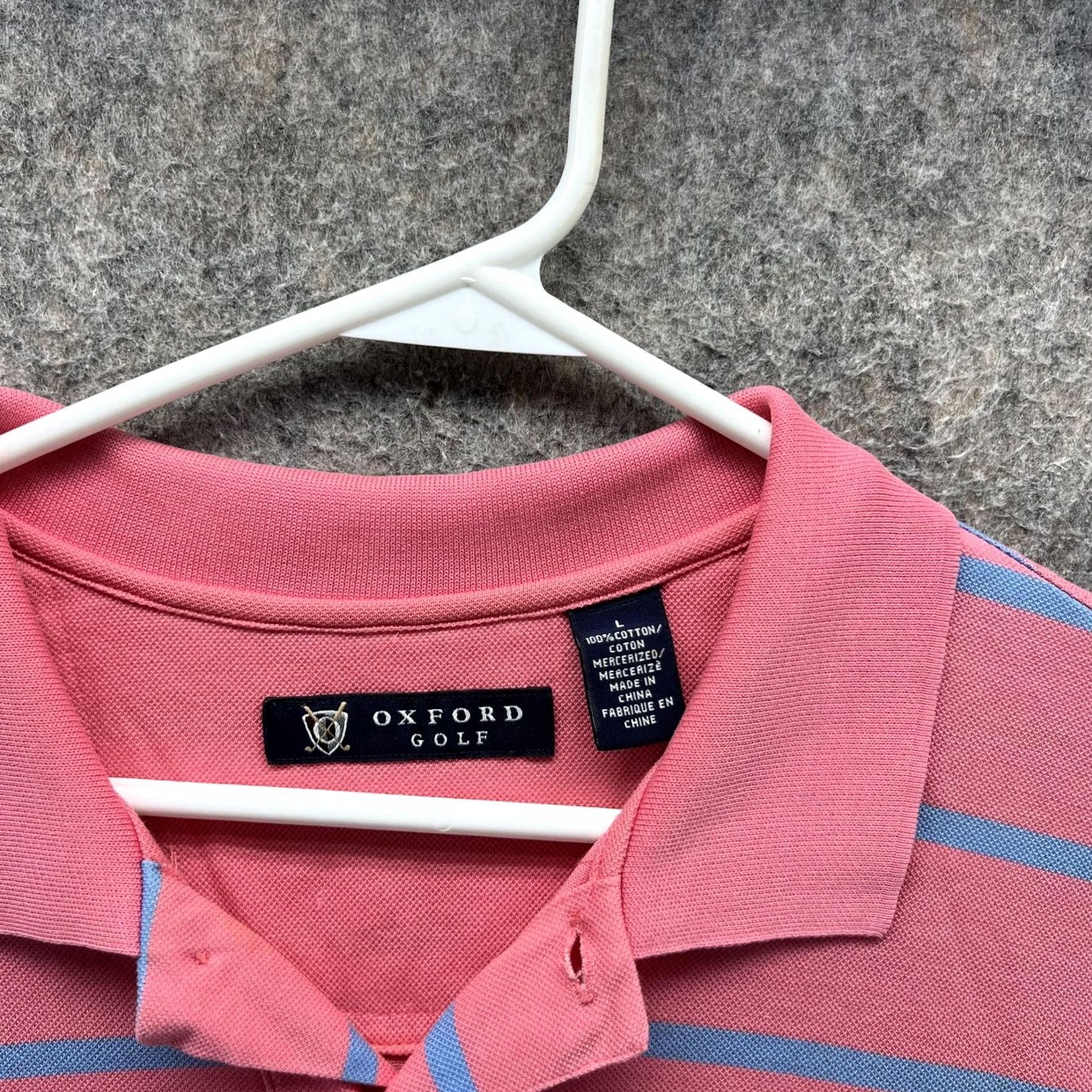 Vintage VINTAGE Oxford Polo Shirt Men Large Adult Pink Blue Striped Cotton Preppy Golfer Golf Polo Shirt Regular Fit Mens 44 in Chest Size US L / EU 52-54 / 3 - 2 Thumbnail