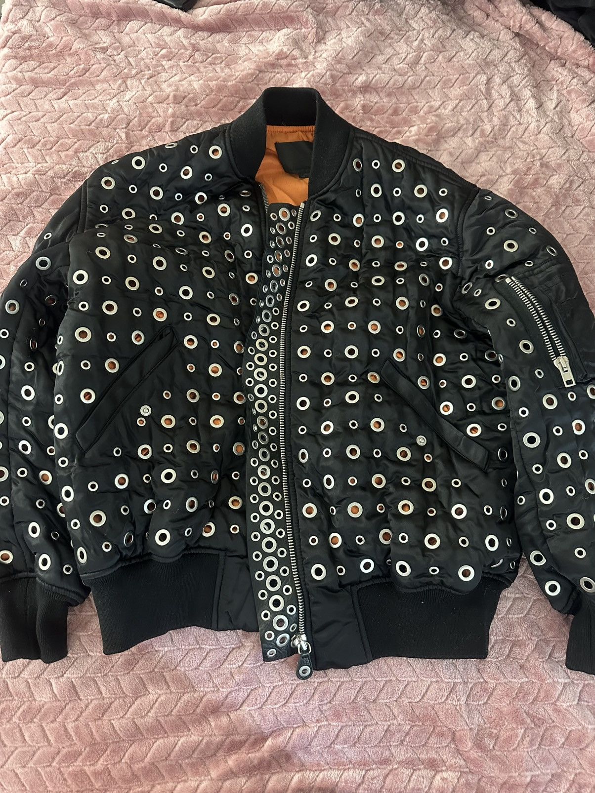 Alexander Wang Alexander Wang Leather Trimmed Eyelet Embellished Bomber Size US XS / EU 42 / 0 - 1 Thumbnail