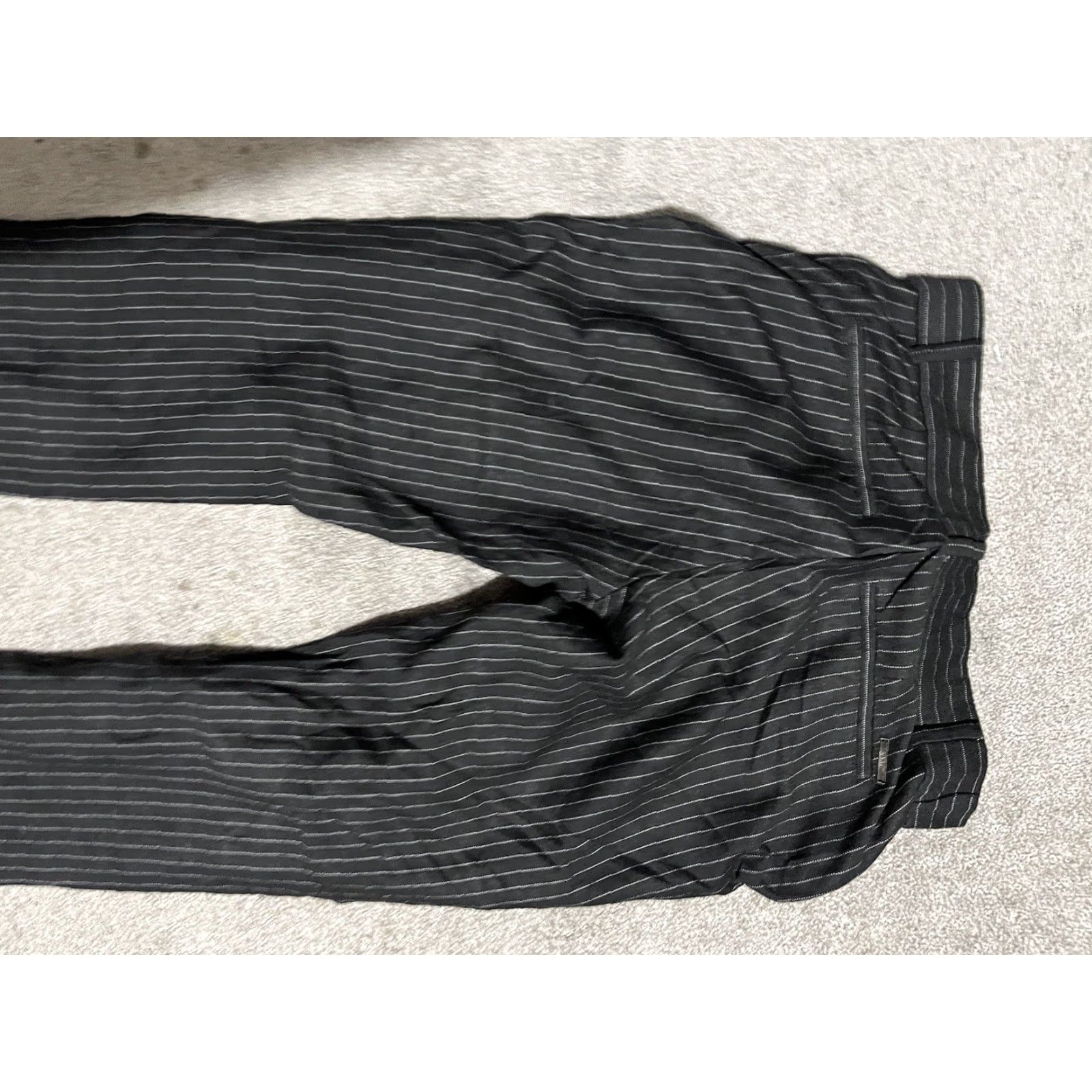 Banana Republic Banana Republic Women Striped Black Wide-Leg Dress Pants Pull On Polyester Size S Womens Size 28" / US 6 / IT 42 - 4 Thumbnail