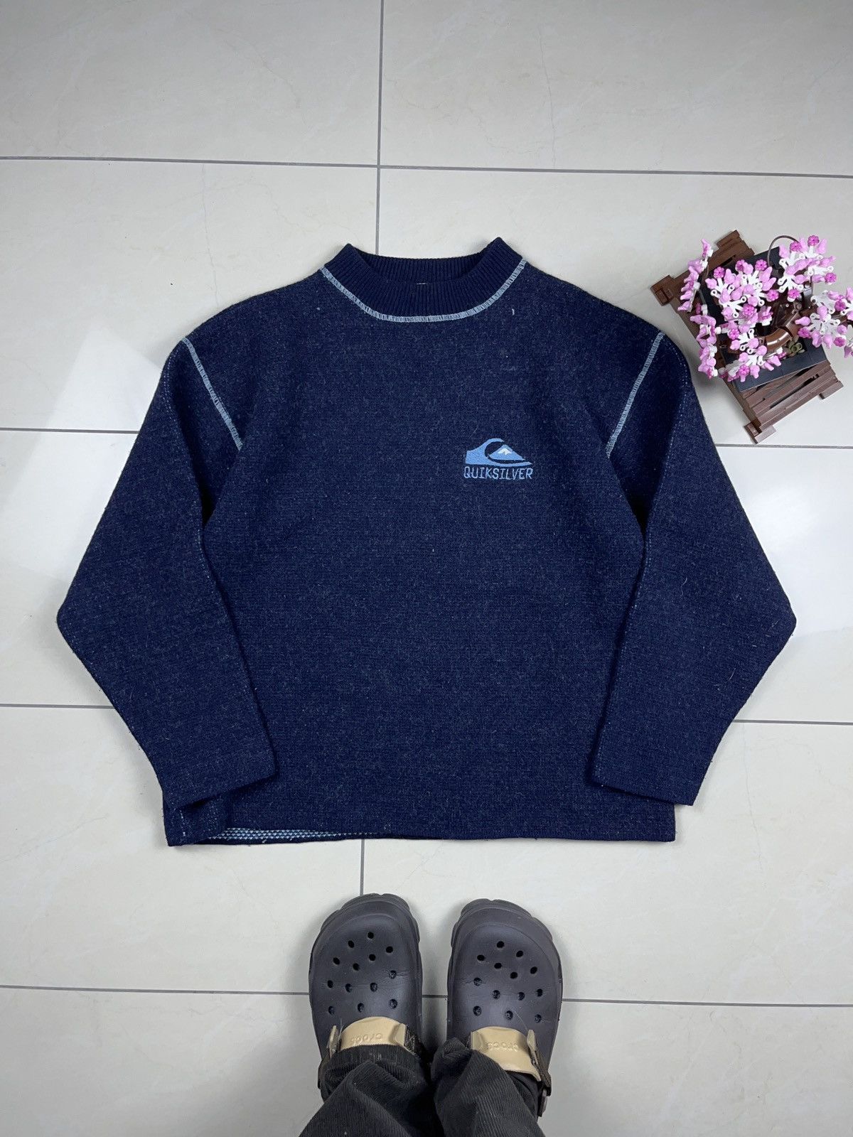 Quiksilver 90s vintage quiksilver big logo heavy knit sweater Size US M / EU 48-50 / 2 - 2 Thumbnail