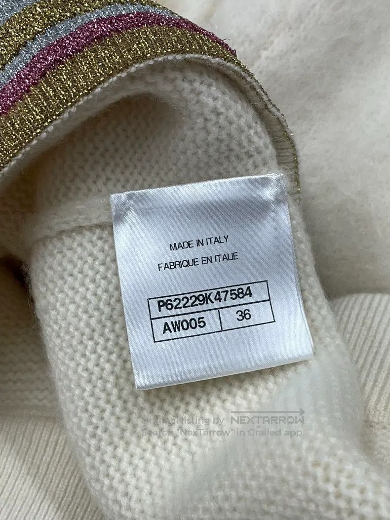 Chanel Chanel White gold and silver thread striped waist hair ski Size 24" / US 00 / IT 34 - 5 Thumbnail