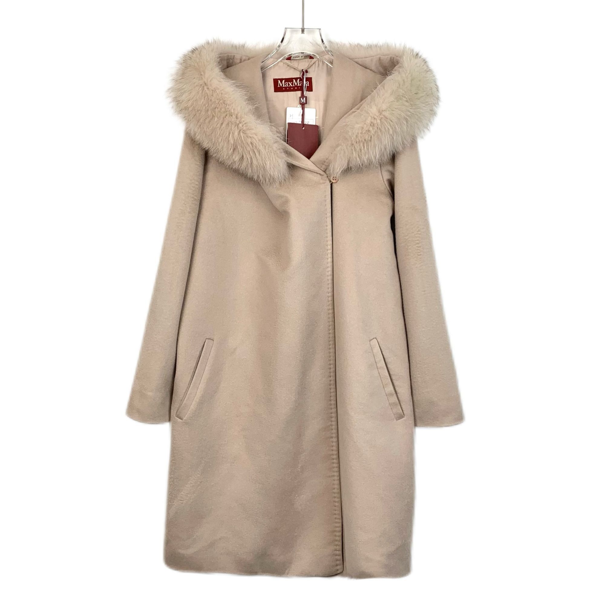 Max Mara Maxmara Beige Hooded Wool-Lined Cashmere Coat (Size S) Size S / US 4 / IT 40 - 1 Thumbnail