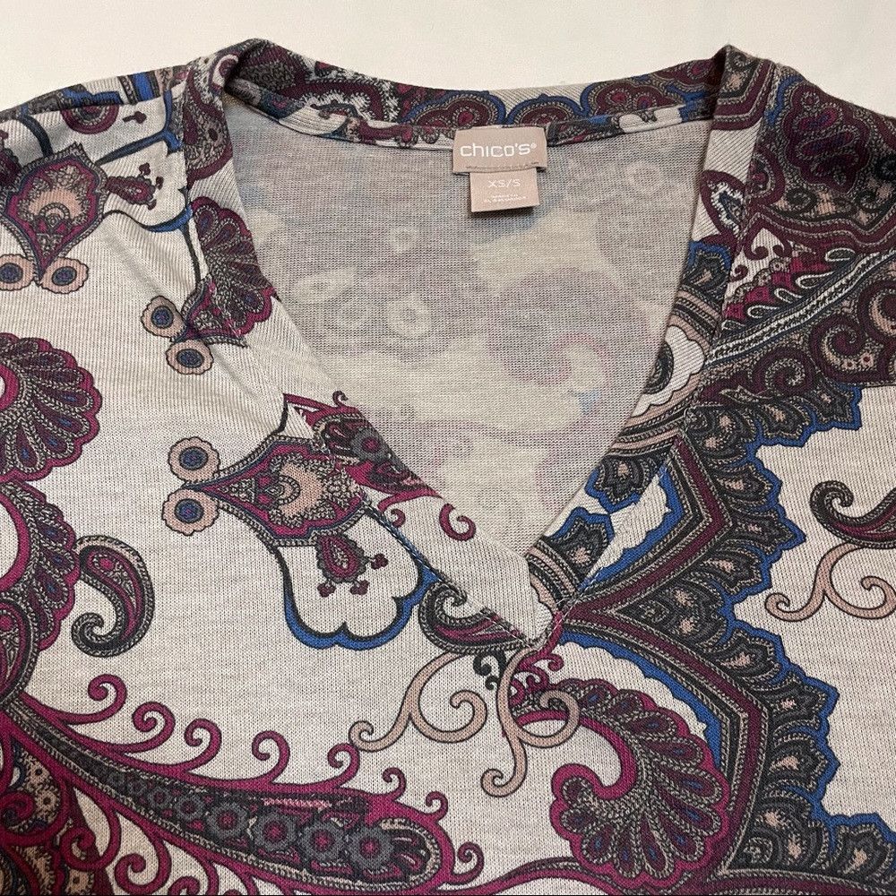 Chicos New Chico's Oversized Paisley V-neck Top Tunic Size XS/S Size S / US 4 / IT 40 - 9 Thumbnail