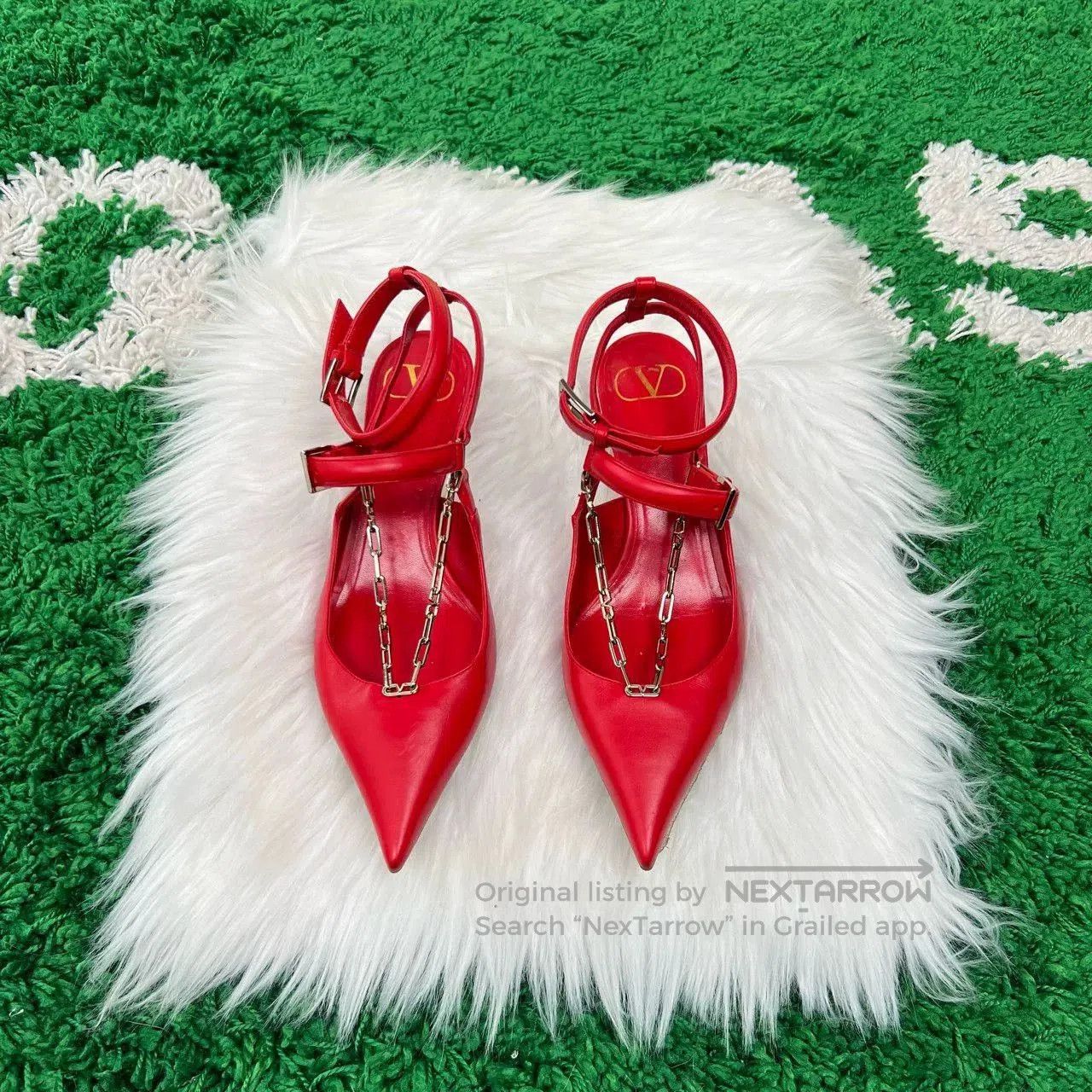 Valentino Valentino Chain Kitten Heel Sandals. Size US 4.5 / IT 34.5 - 1 Thumbnail