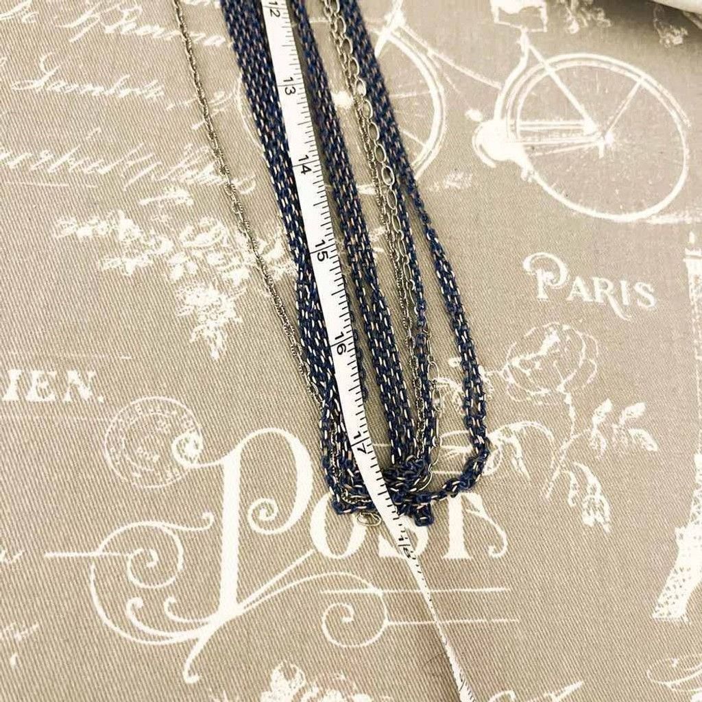 Chicos Chico's Necklace Blue Silver Chain Multilayer Statement Long Size ONE SIZE - 4 Thumbnail