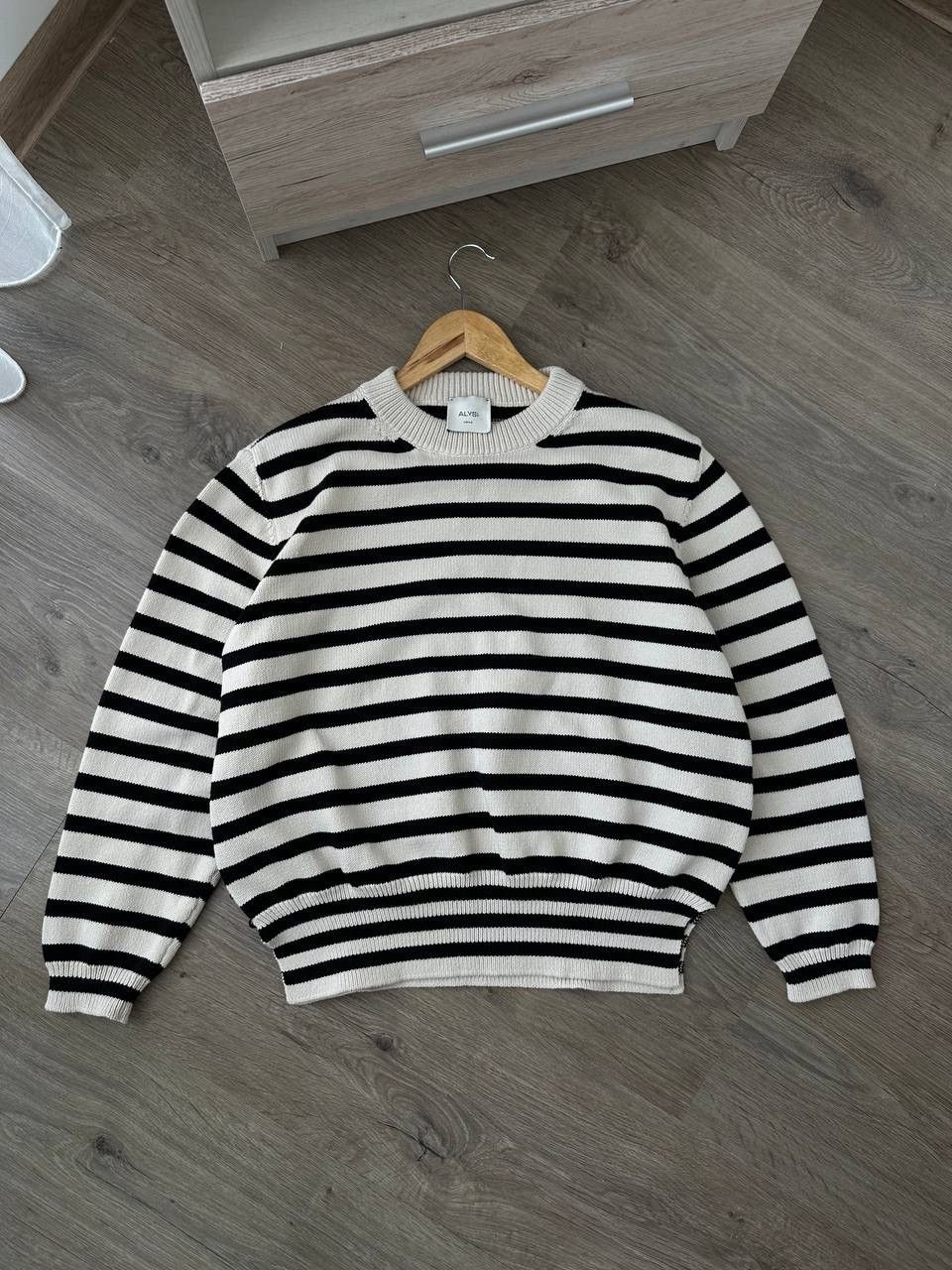 Japanese Brand × Vintage Vintage Alysi Striped Knit White Sweater Size US S / EU 44-46 / 1 - 2 Thumbnail