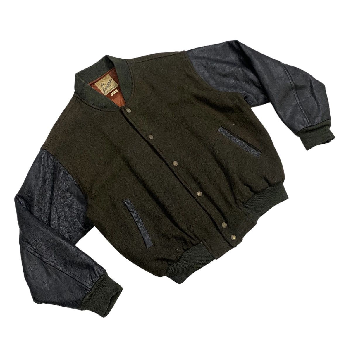 Vintage Vintage 80s loosutap varsity sleeve leather jacket Size US L / EU 52-54 / 3 - 13 Thumbnail