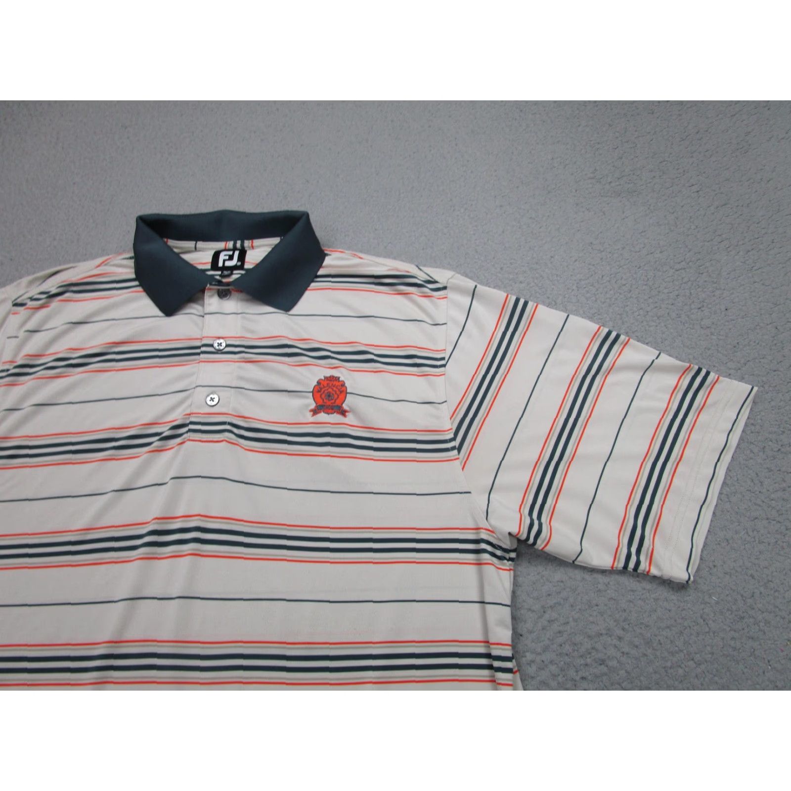 Footjoy FootJoy Polo Mens Medium Stripe Valencia CC Golf Performance Gray Orange Shirt Size US XL / EU 56 / 4 - 2 Thumbnail
