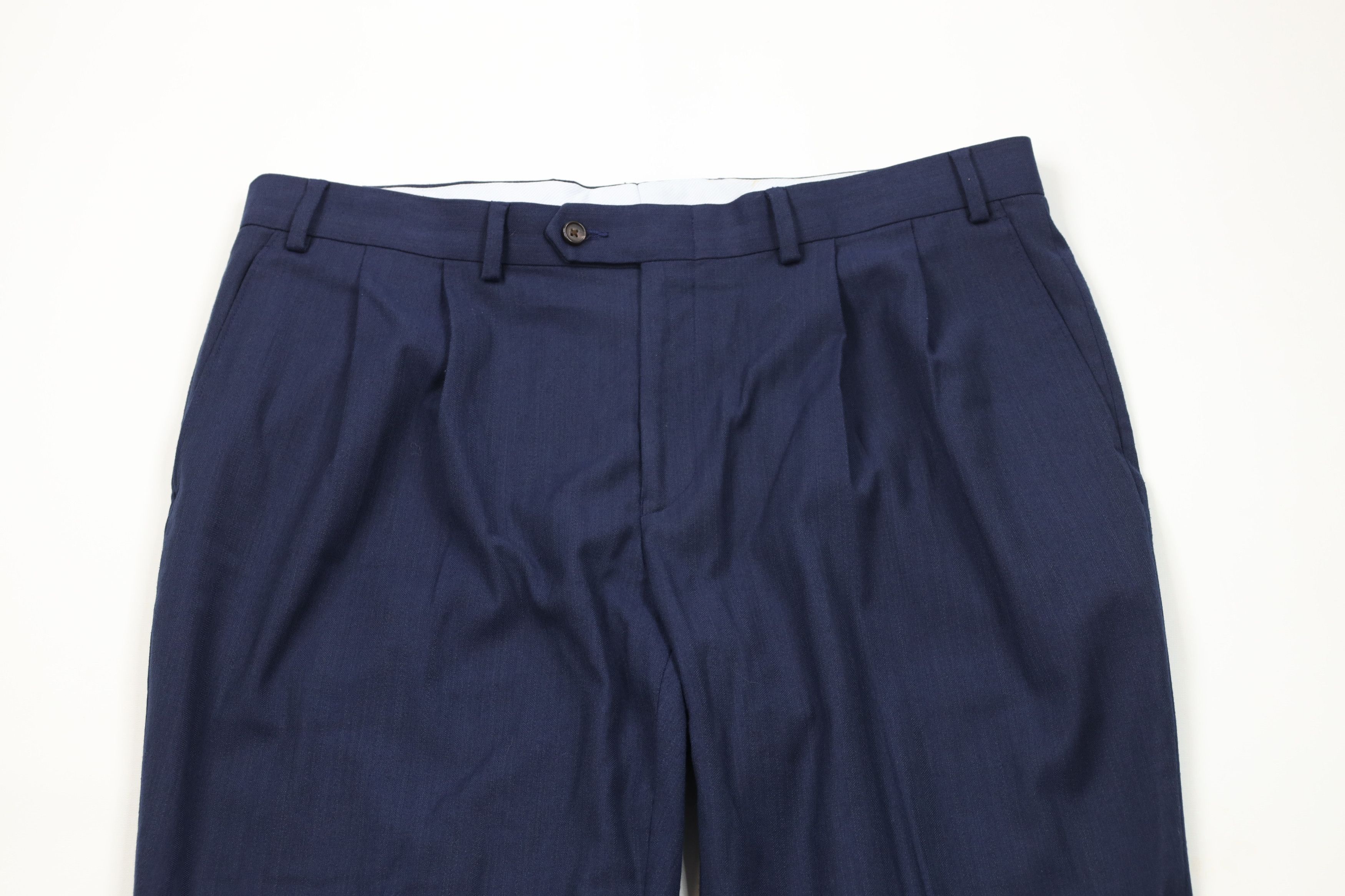 Ralph Lauren × Vintage Vintage Ralph Lauren Blend Pleated Wide Leg Chino Pants Blue Size US 38 / EU 54 - 2 Thumbnail