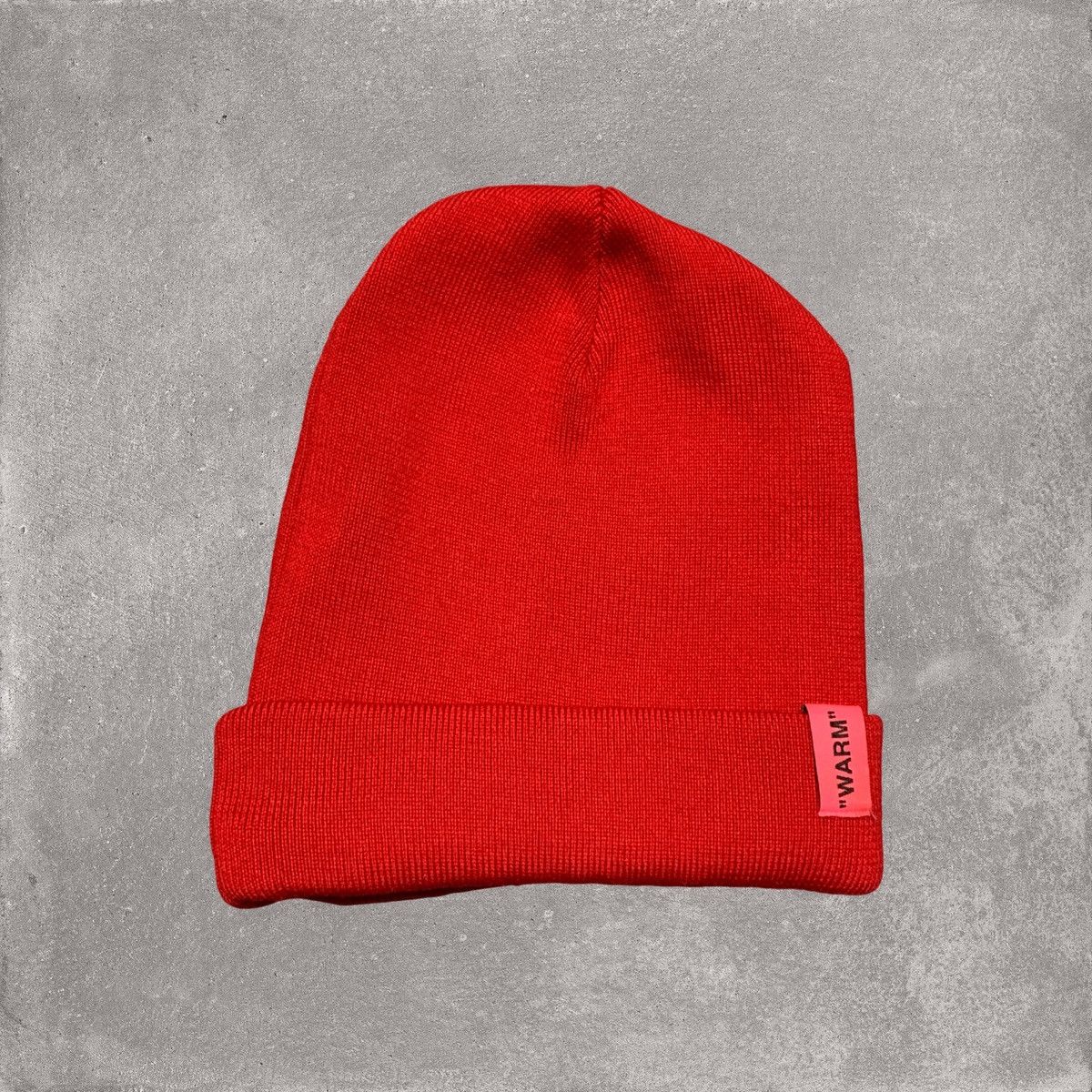 Off-White Off White Beanie Patch Red 'Warm' Virgil Abloh Hat Size ONE SIZE - 2 Thumbnail