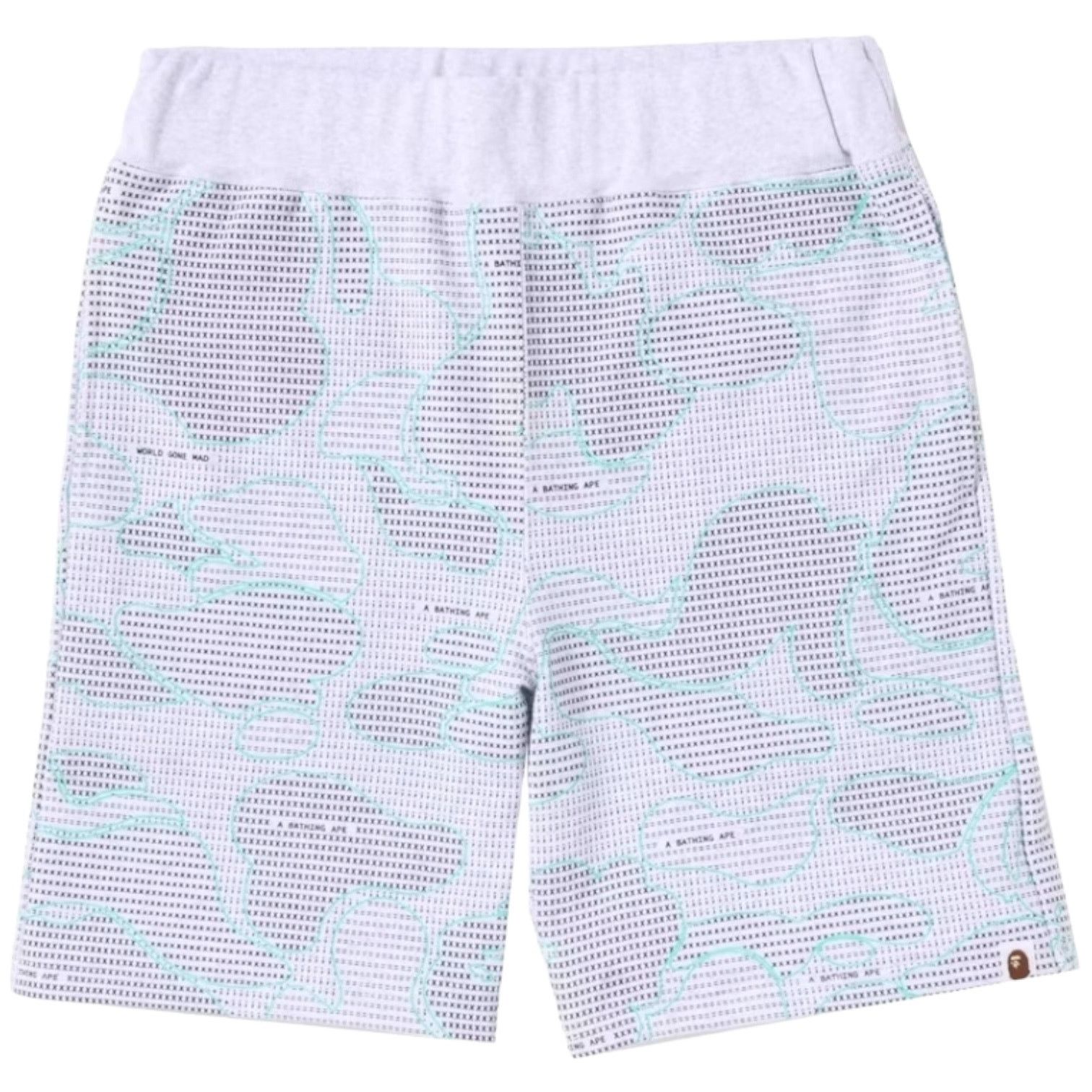 image of Bape Text Code Camo Sweat Shorts in White, Men's (Size 36)