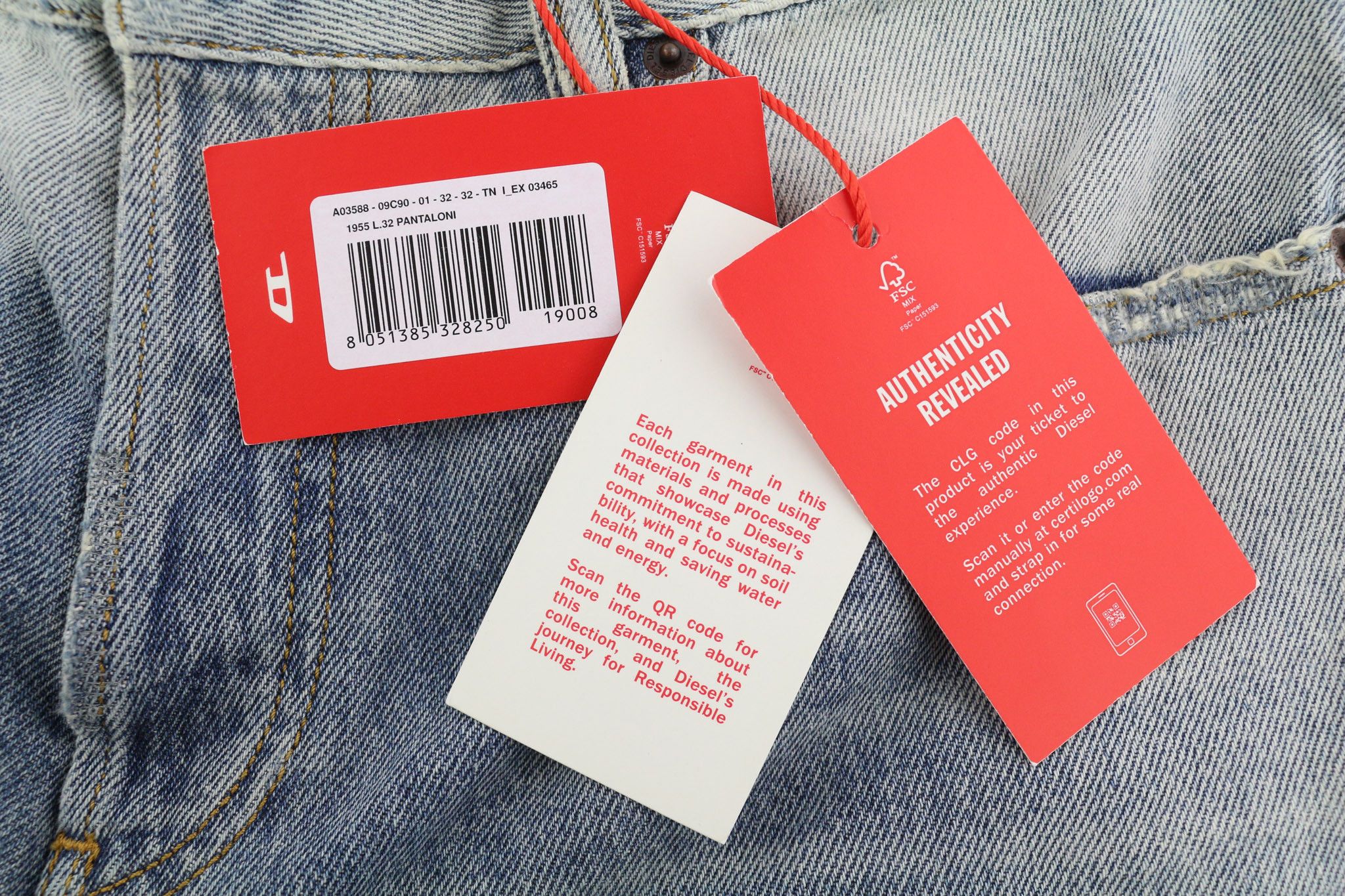 Diesel 1955 09C90 W32/L32 High Waist Distress 40393 Size US 32 / EU 48 - 6 Thumbnail