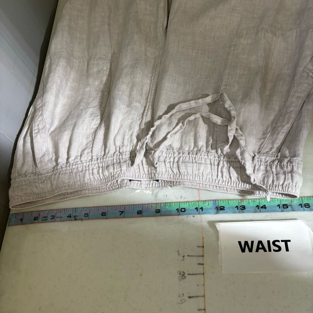 Jones New York Jones & Co Linen High-Rise Flat Front Drawstring Wide Leg Pa Size 34" / US 12 / IT 48 - 4 Thumbnail