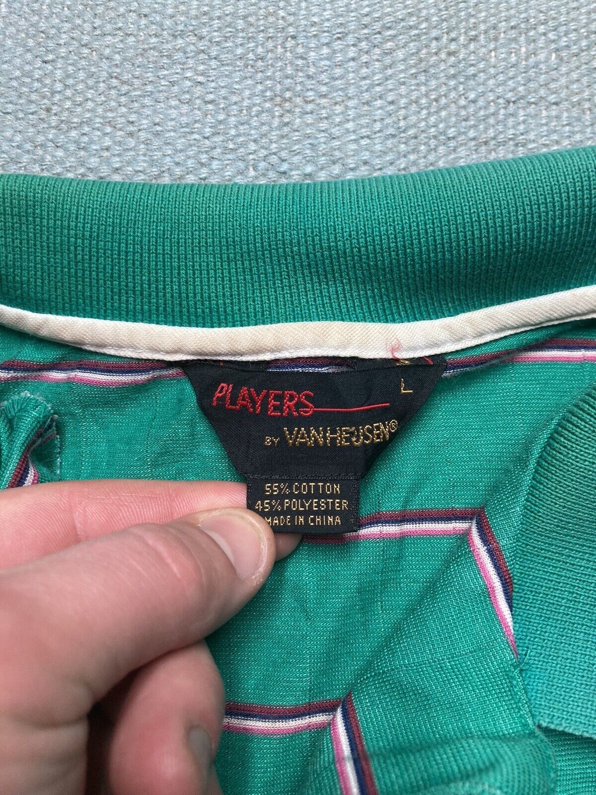 Vintage 70s polo shirt van heusen players striped soft ribbed large Size US L / EU 52-54 / 3 - 3 Thumbnail