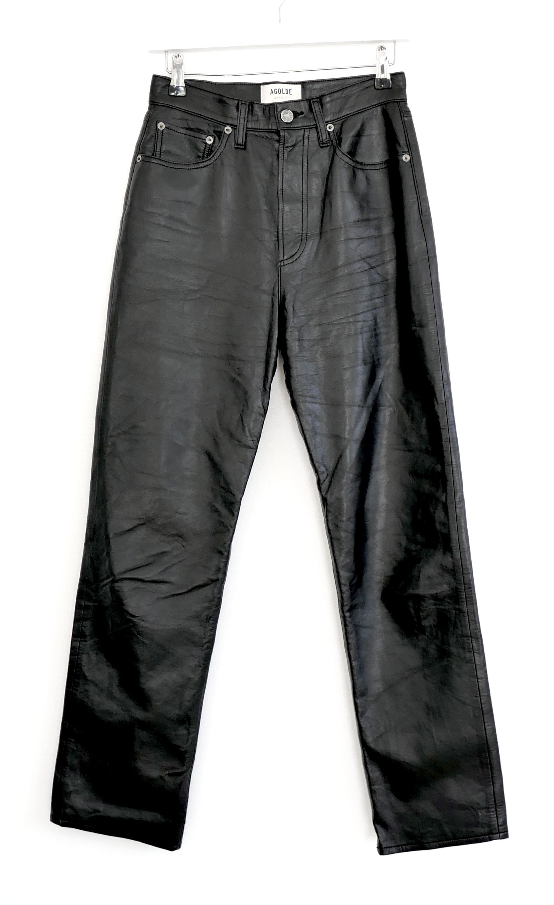 Agolde Agolde 90s Pinch Waist Leather Mix Jeans Size 25" / US 0 / IT 36 - 1 Thumbnail