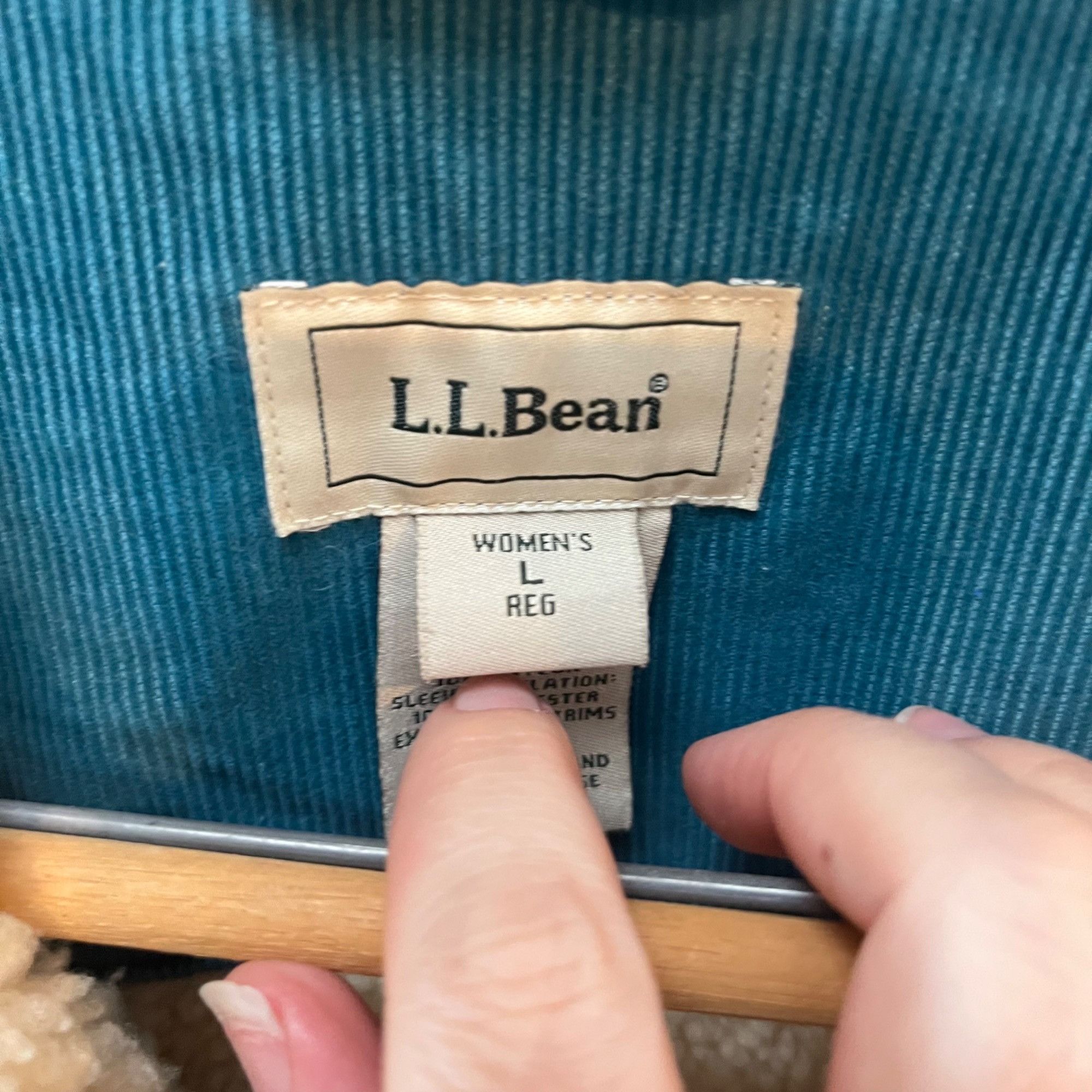 L.L. Bean L.L. Bean Womens Teal Corduroy Sherpa-Lined Trucker Jacket B Size L / US 10 / IT 46 - 3 Thumbnail