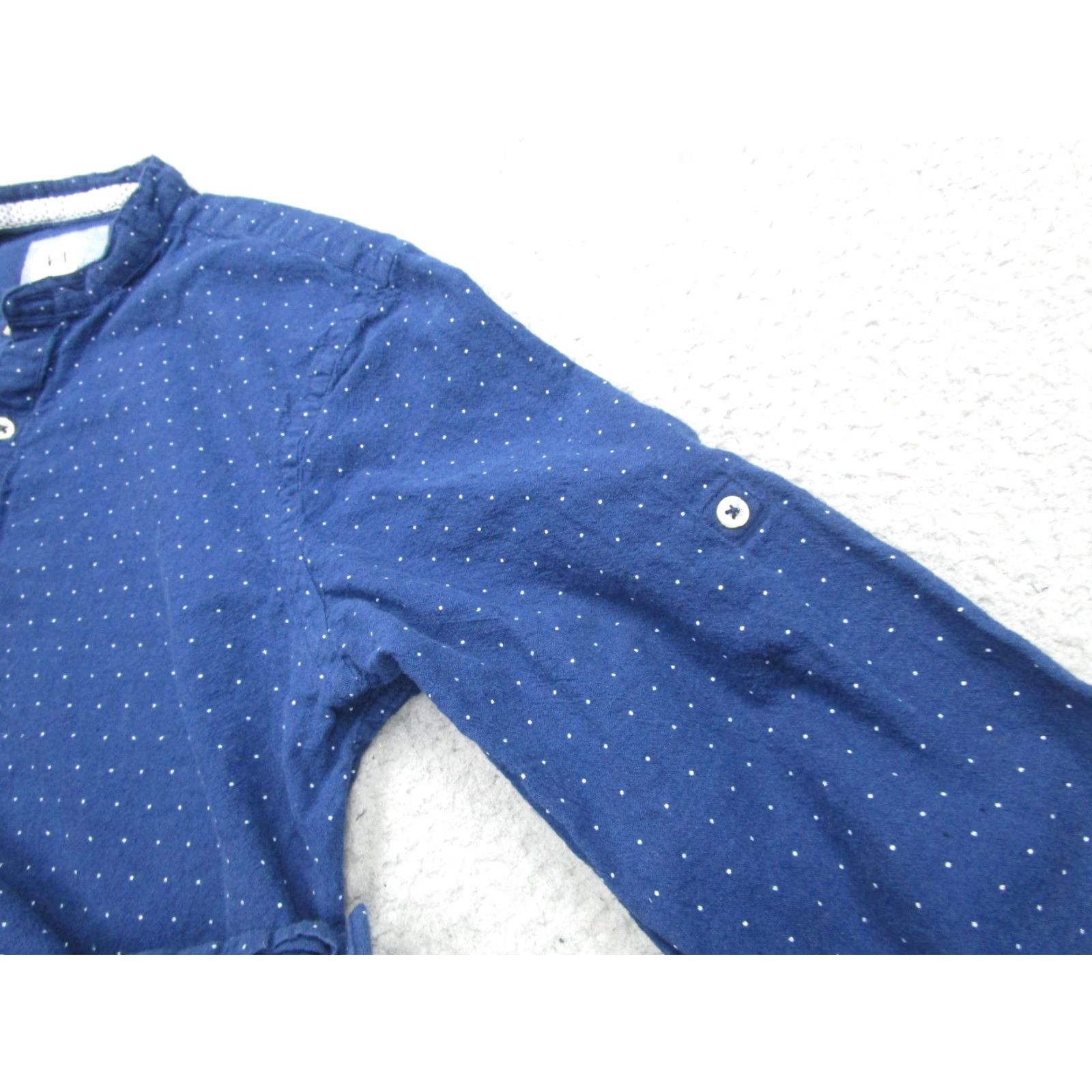 Zara Zara Shirt Mens Medium Blue Dot Relaxed Fit Cotton Linen Band Collar Casual Size US M / EU 48-50 / 2 - 6 Thumbnail