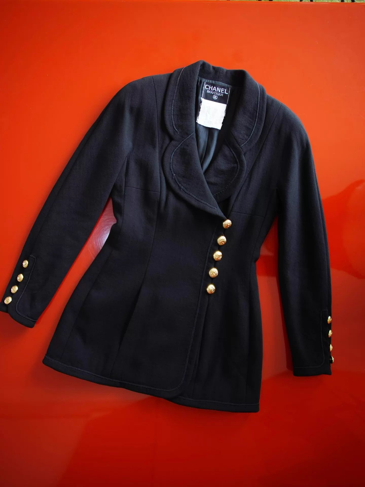 Chanel Chanel 1990s Black Gold Wool Long Jacket S 36 Size S / US 4 / IT 40 - 2 Thumbnail