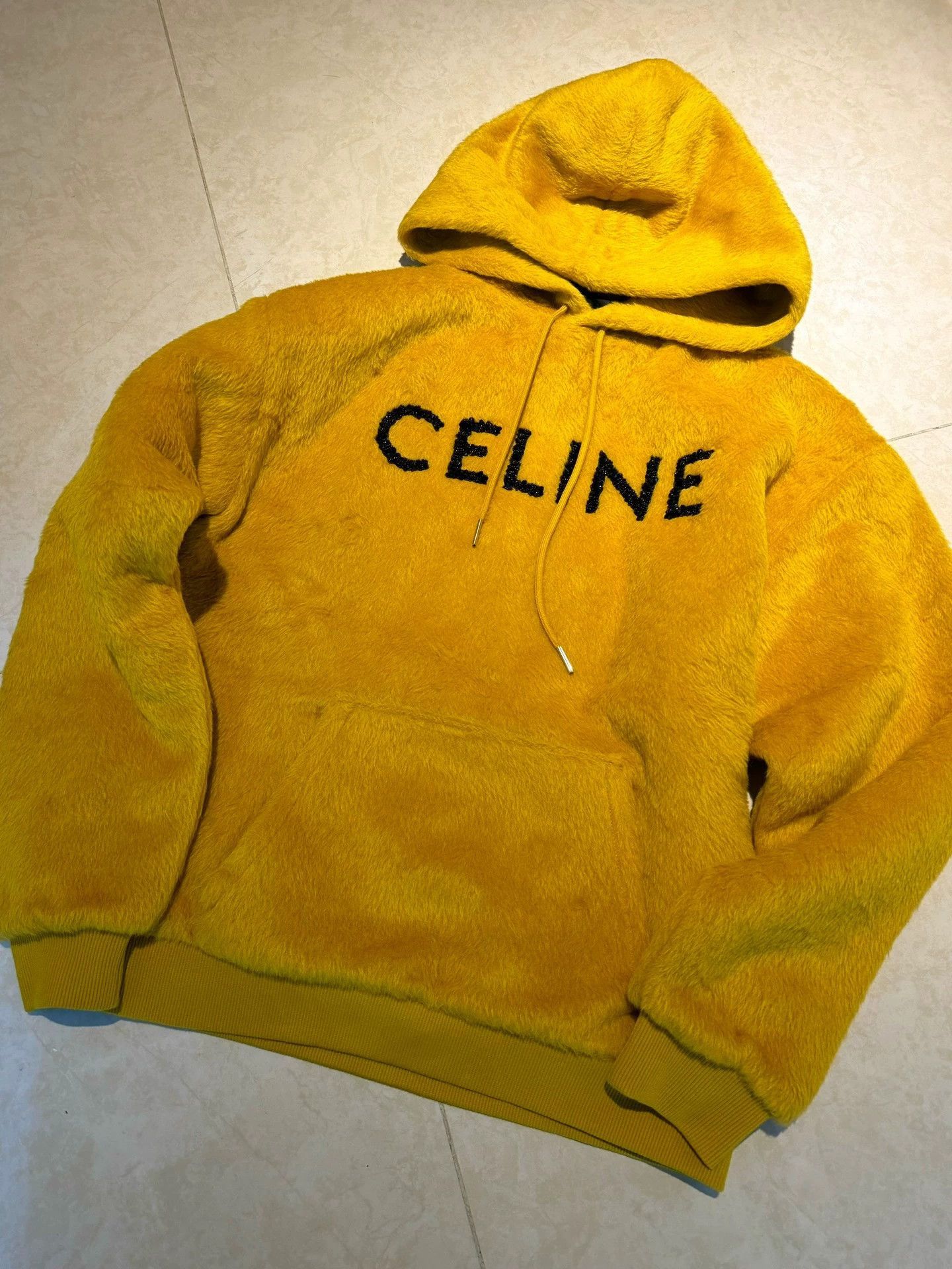 Celine Yellow Fleece Hoodie with Drawstring, Size S Size US S / EU 44-46 / 1 - 1 Thumbnail