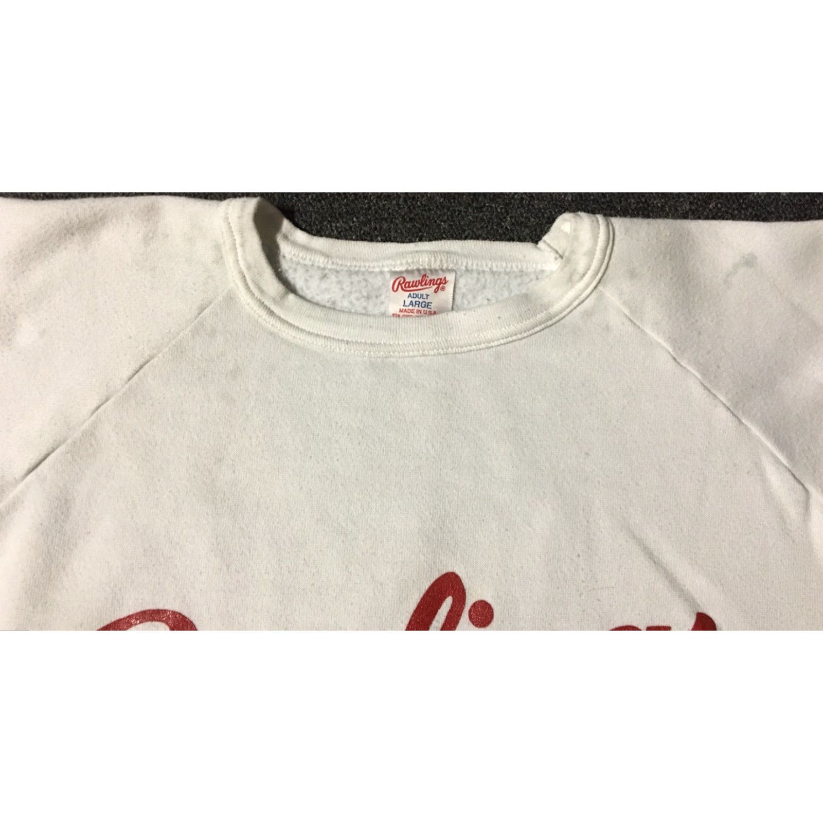 Vintage VINTAGE 80s Rawlings Spellout Sweatshirt M L White Grunge Distressed USA Baseball Track & Field Men's SweatshirtPullover Shirt Size US M / EU 48-50 / 2 - 3 Thumbnail