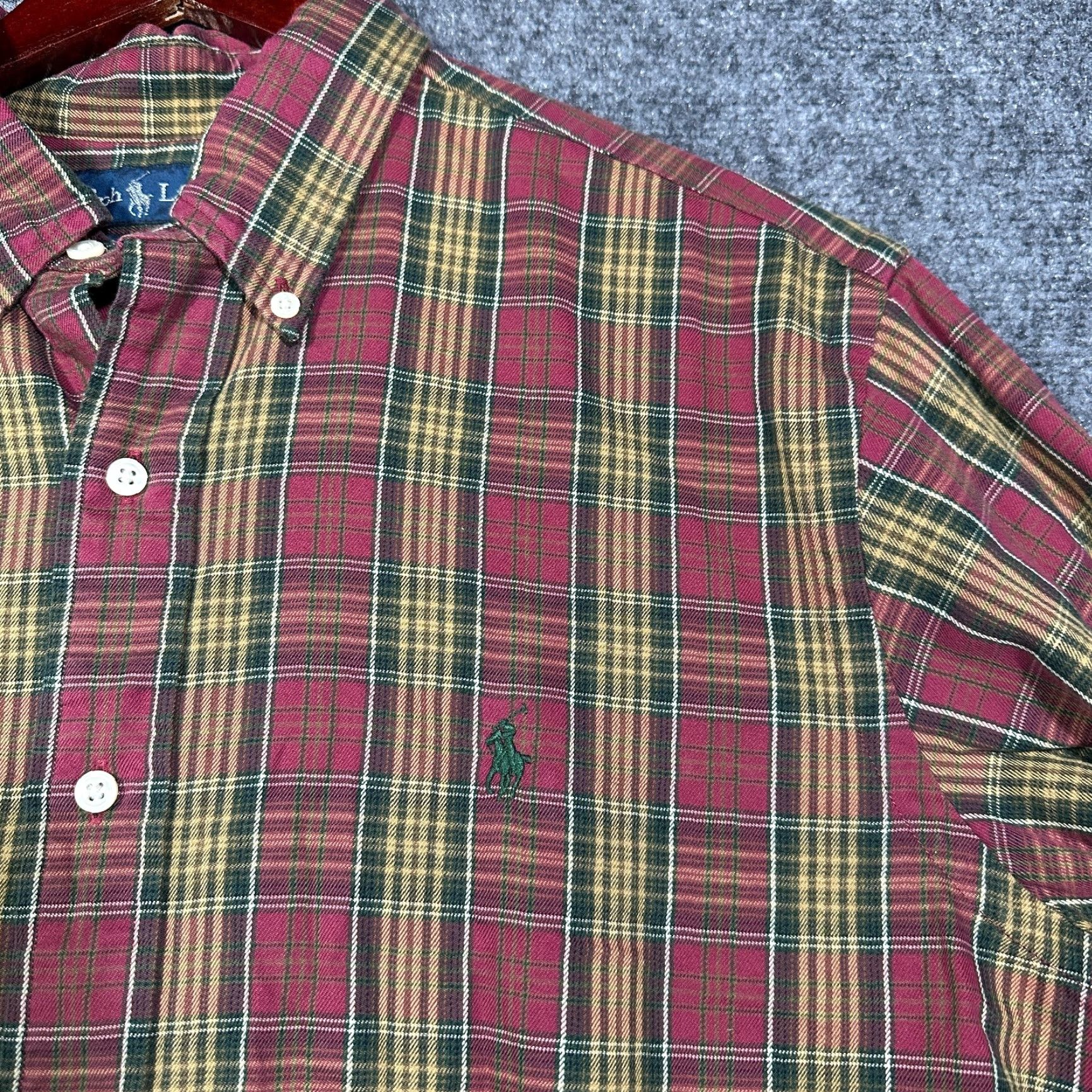Ralph Lauren Ralph Lauren Shirt Mens Large Classic Fit Button Down Maroon Gold Plaid Cotton Size US L / EU 52-54 / 3 - 5 Thumbnail