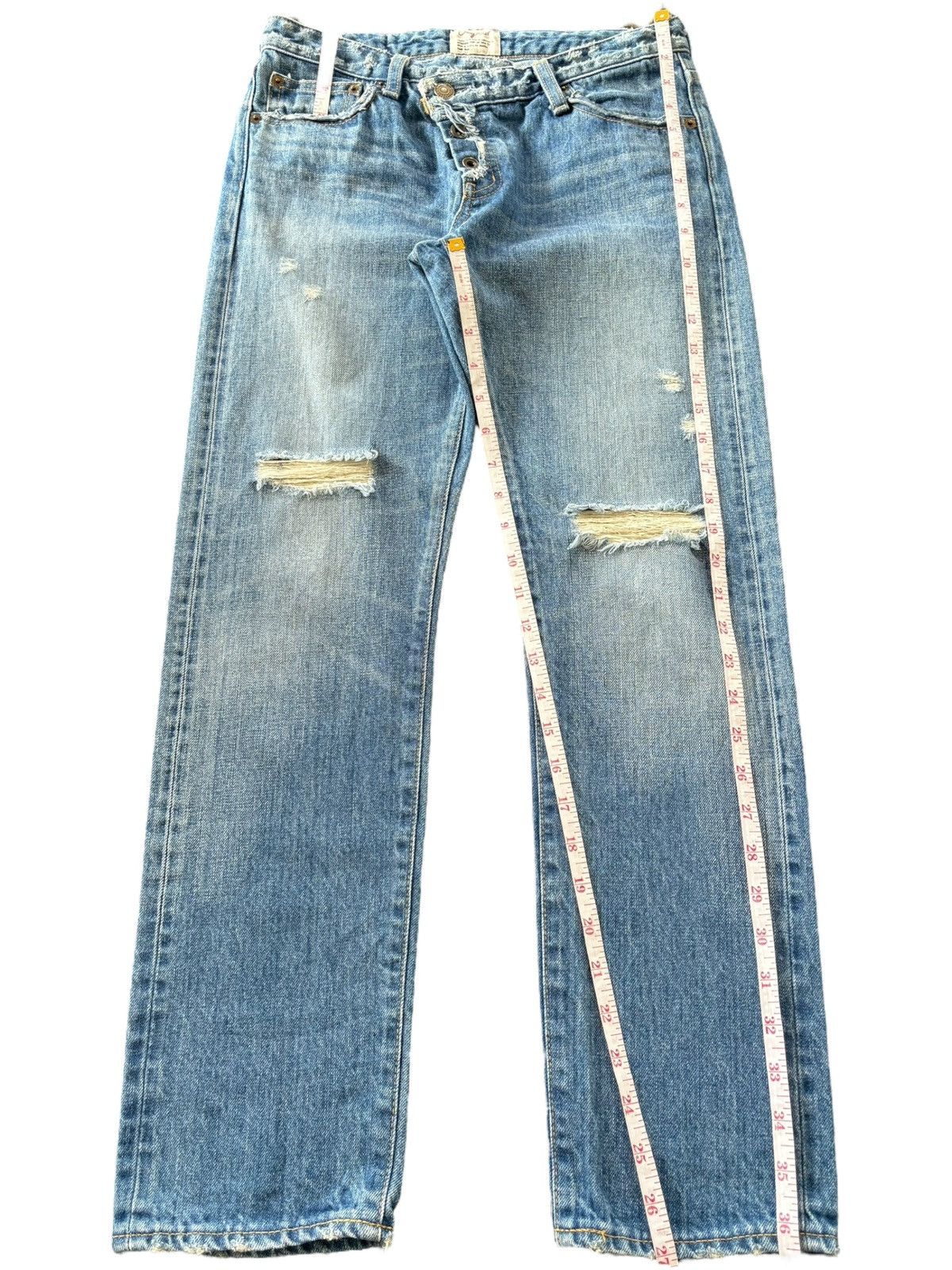 Japanese Brand Vintage Japanese Ungrid Faded Wash Distress Selvedge Jeans Size 28" / US 6 / IT 42 - 7 Thumbnail