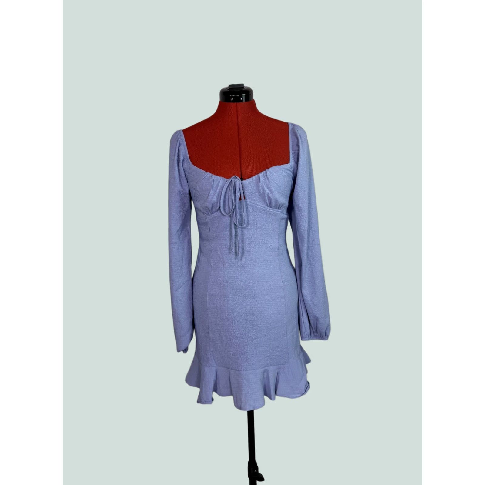 Vintage LA Hearts Womens Mini Dress Small Blue Cottagecore Fit And Flare Tie D910 Size S / US 4 / IT 40 - 1 Thumbnail