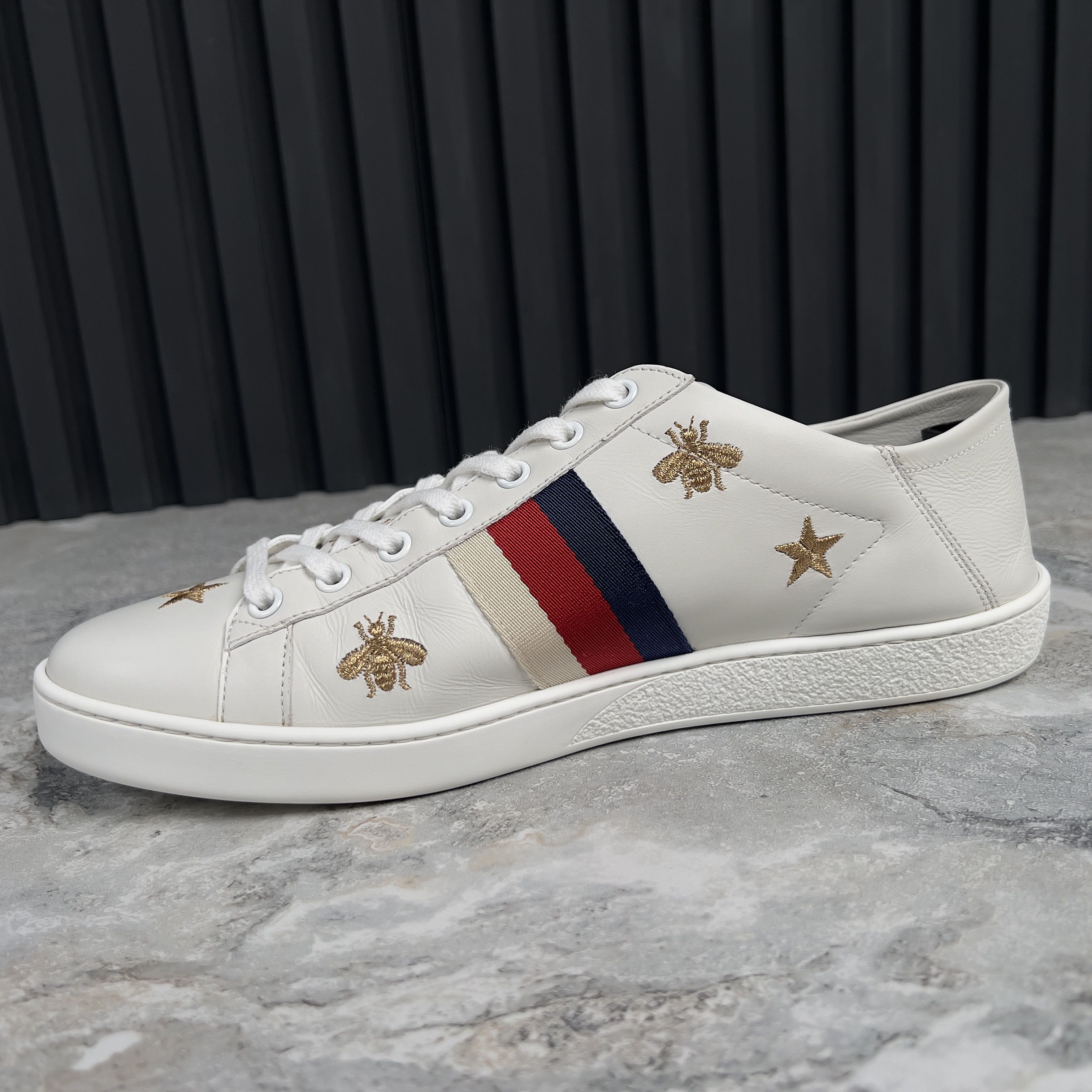 Gucci Ace Web Sneakers Stars Bees Embroidered Leather Size US 11 / IT 41 - 8 Thumbnail