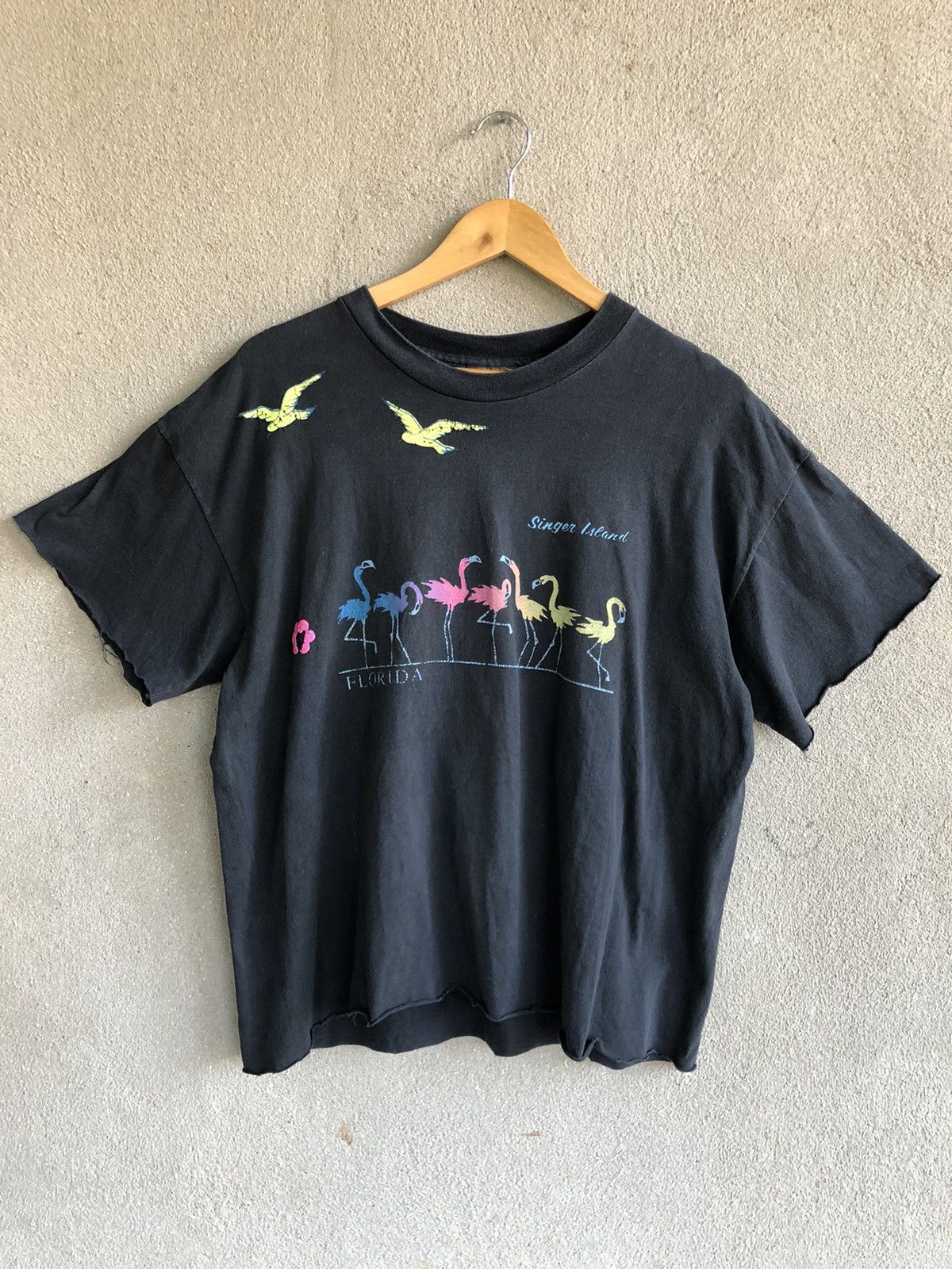 image of Made In USA x Nutmeg Vintage Nutmeg Singer Island Florida Distressed T Shirt in Black (Size Large)