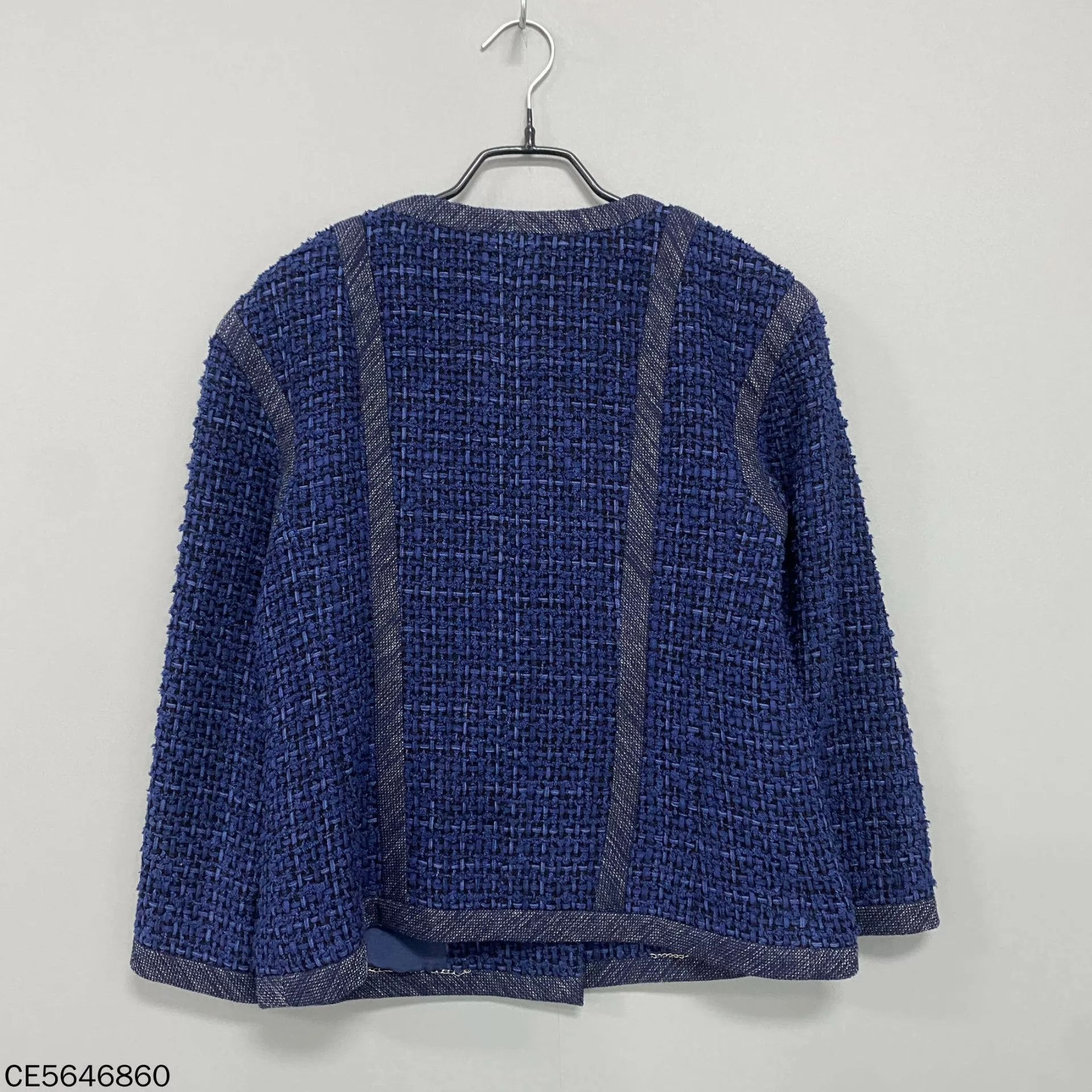 Chanel Chanel Navy Blue Camellia Knit Crew Neck Jacket Size 40 Size M / US 6-8 / IT 42-44 - 3 Thumbnail
