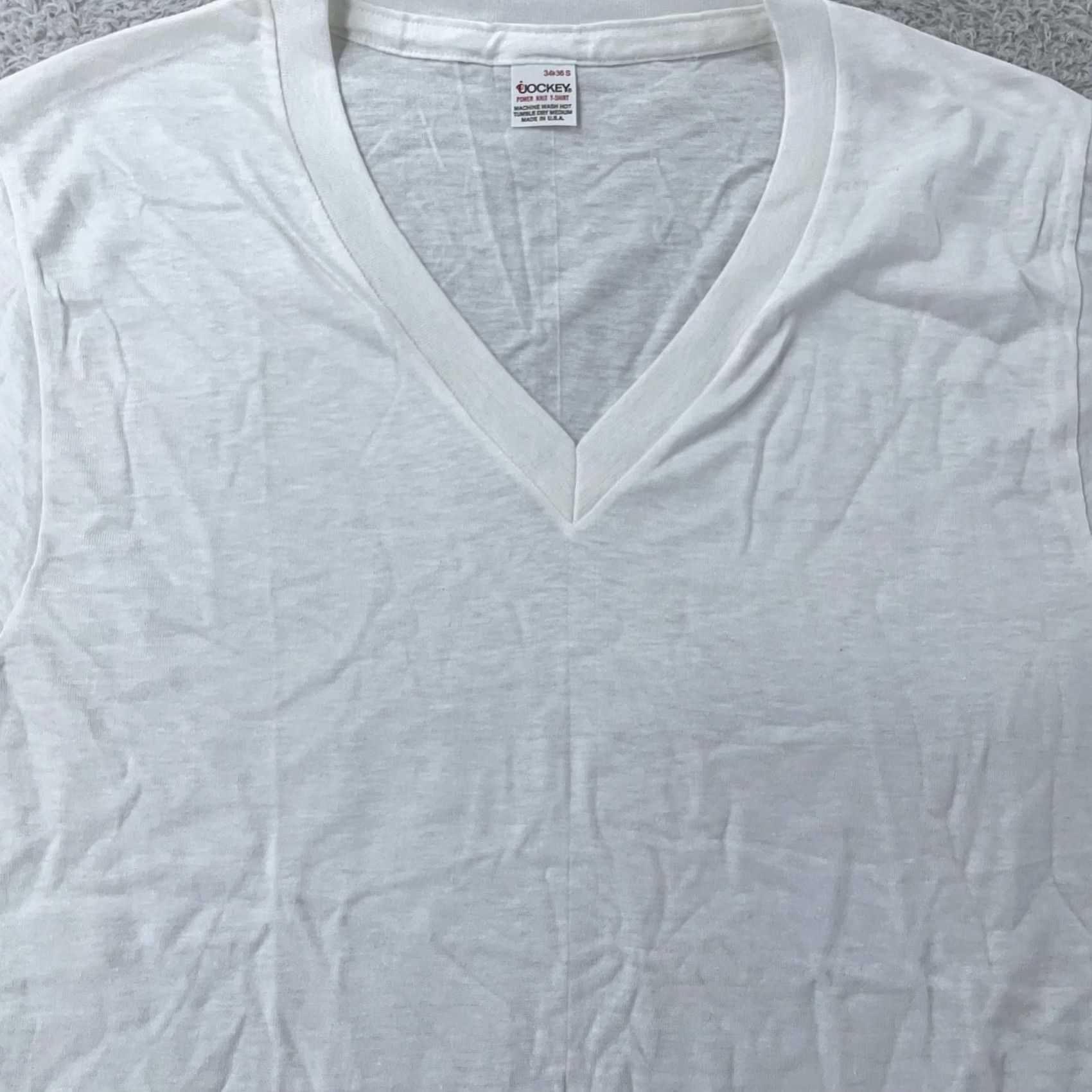 Jockey VINTAGE Jockey Power Knit V-Neck Shirt Mens XS White Undershirt Blank Tee Made in USA Size US XS / EU 42 / 0 - 2 Thumbnail