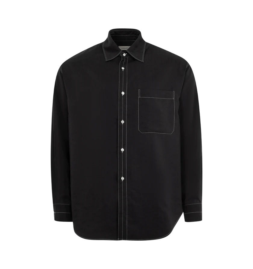 Lemaire o1h1sh11224 Contrast Stitch Easy Shirt in Black Size US M / EU 48-50 / 2 - 2 Thumbnail