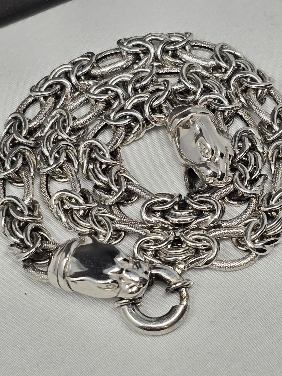 MR & MRS ITALY Sterling Silver Byzantine Chain Leopard Clasp 17in 60g Size ONE SIZE - 1 Thumbnail