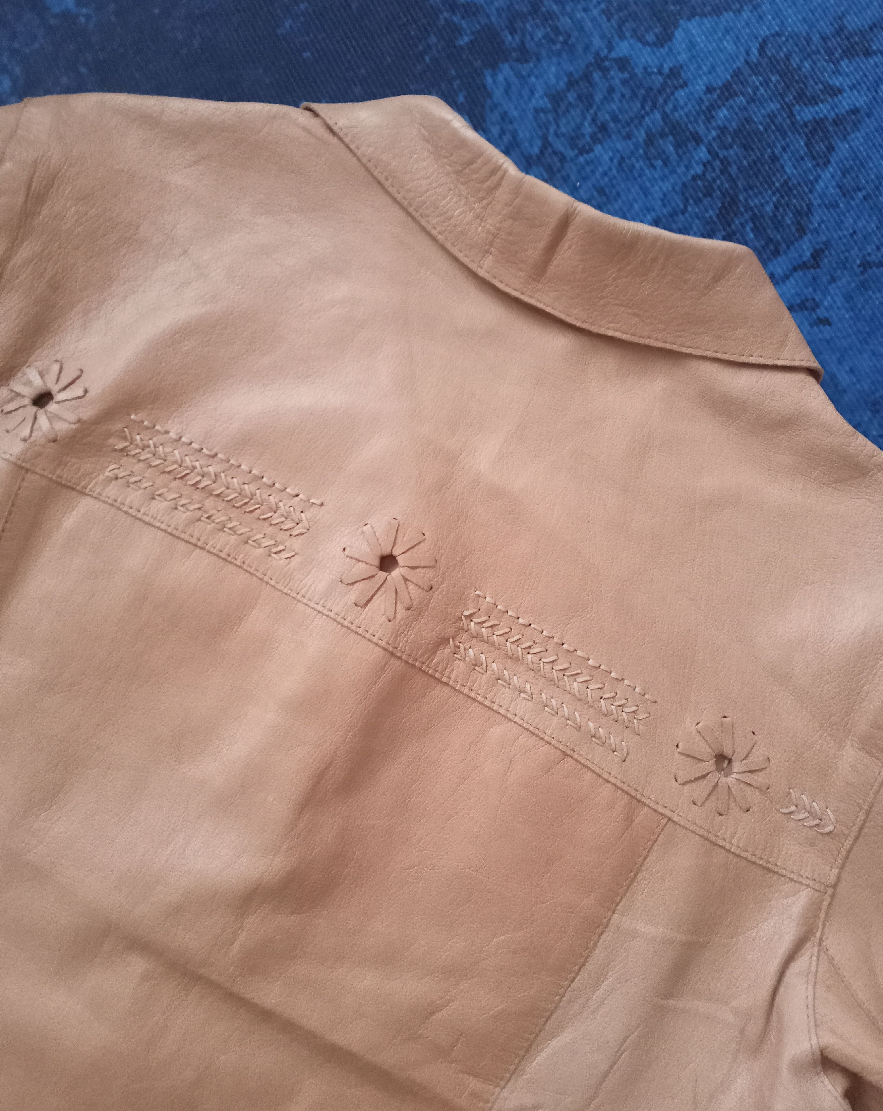 Designer Dual View Milano Ricamato A Mano Rare Design Leather Jacket Size L / US 10 / IT 46 - 10 Thumbnail