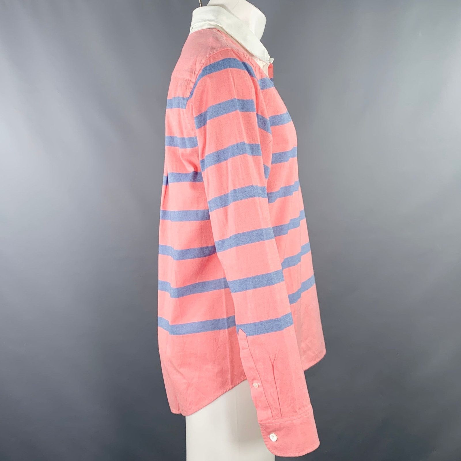 October's Very Own Size S Pink Blue Stripe Cotton Rugby Long Sleeve Shirt Size US S / EU 44-46 / 1 - 3 Thumbnail