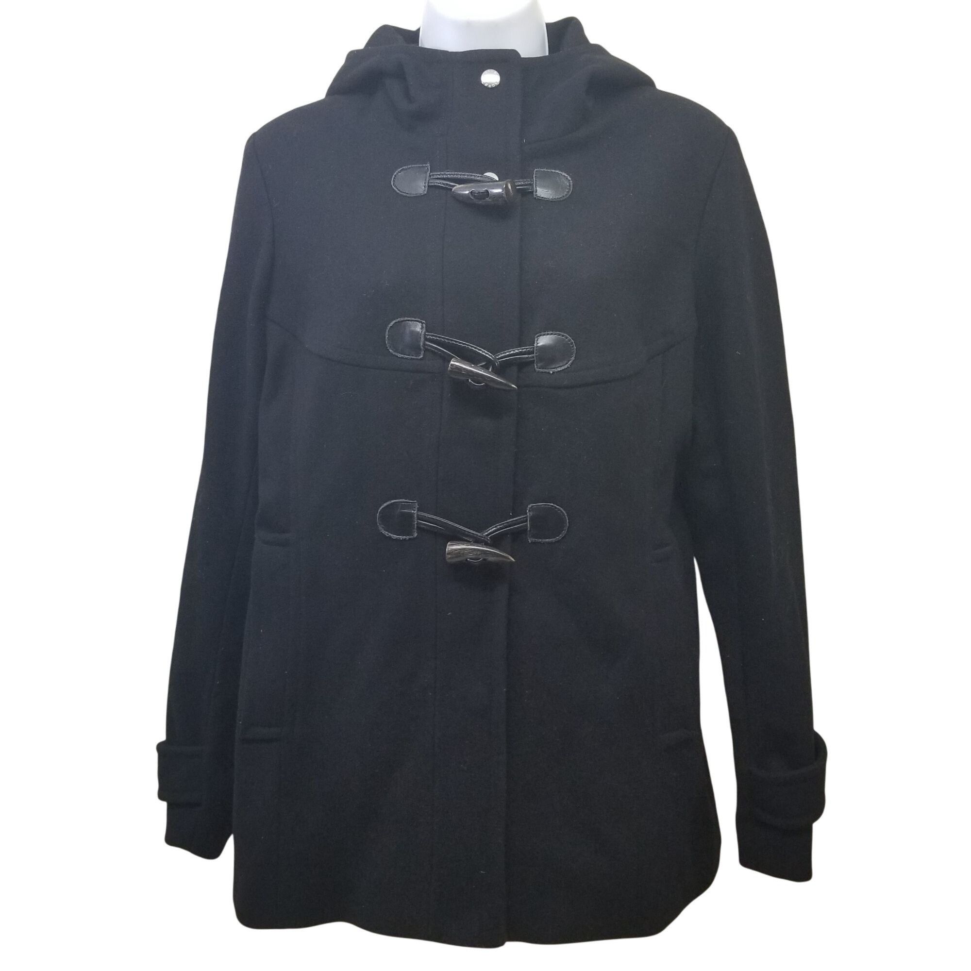 Michael Kors 10 Black Pea Coat Wool Blend Toggle Closure Hoo