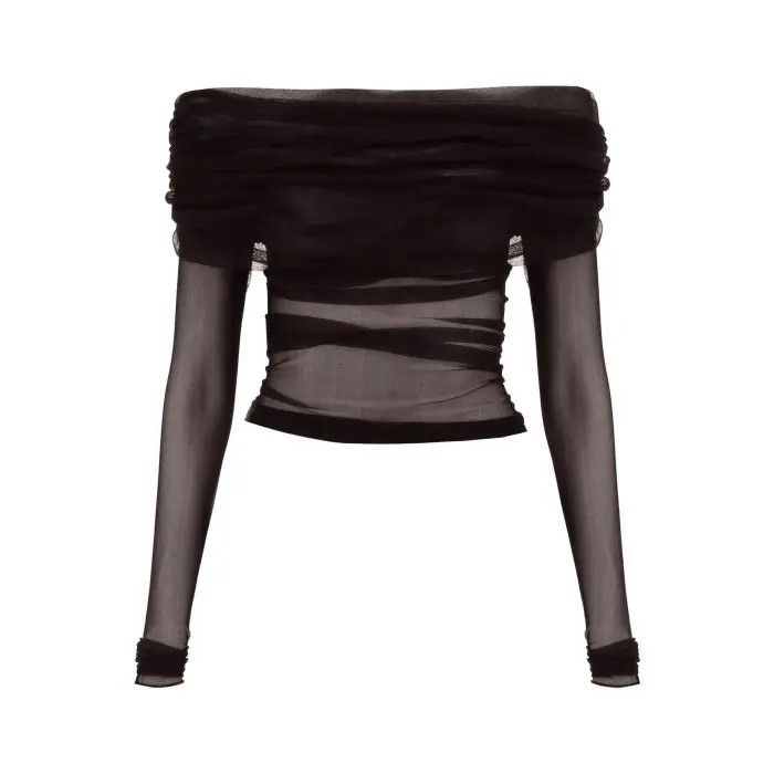 image of Christopher Esber O1S22I1N0424 Silk Tulle Off Should In Black, Women's (Size Small)