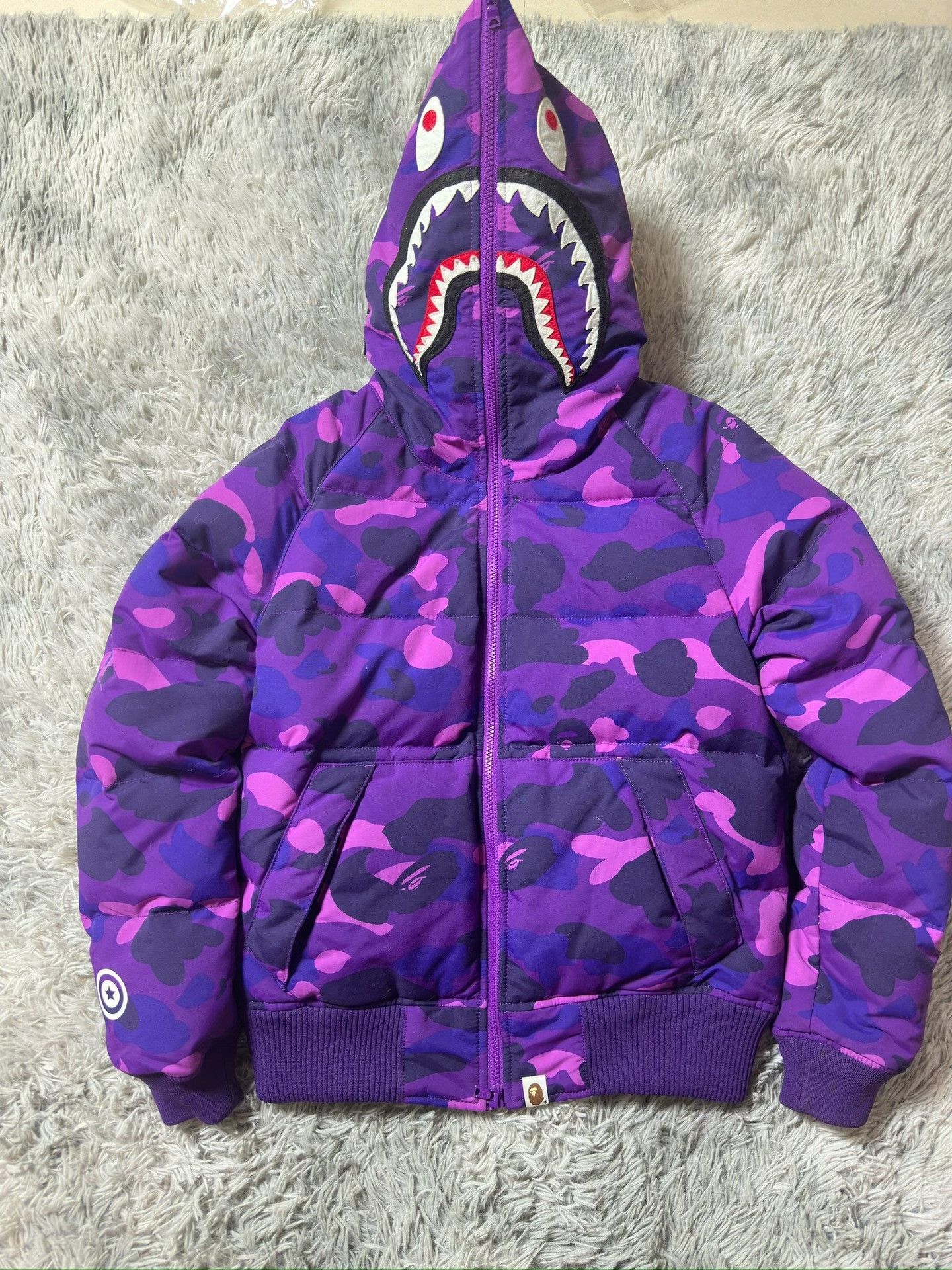 Bape Bape Shark Camo Purple Down Jacket Size US XS / EU 42 / 0 - 1 Thumbnail