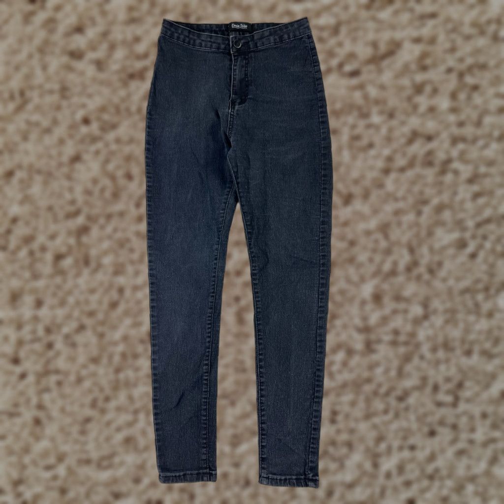 Vintage Womens Denim Wise Pants 12 Black Skinny Mid Rise 24x26 Cotton Blend Stretch READ Size 34" / US 12 / IT 48 - 1 Thumbnail