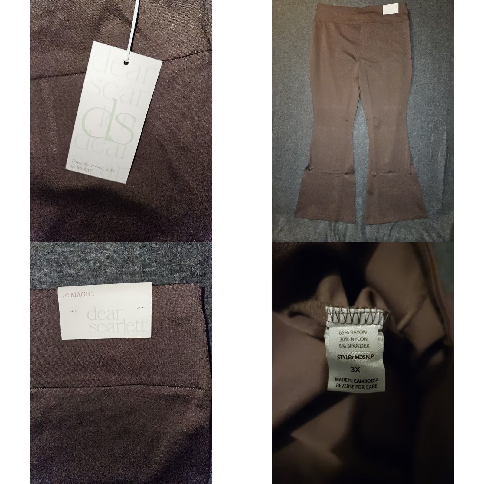 Vintage Dear Scarlett Magic High Waisted Kick Flare Pants NWT 3XL Brown Stretch Women Gir ls? Size 40" / US 18 - 8 Thumbnail